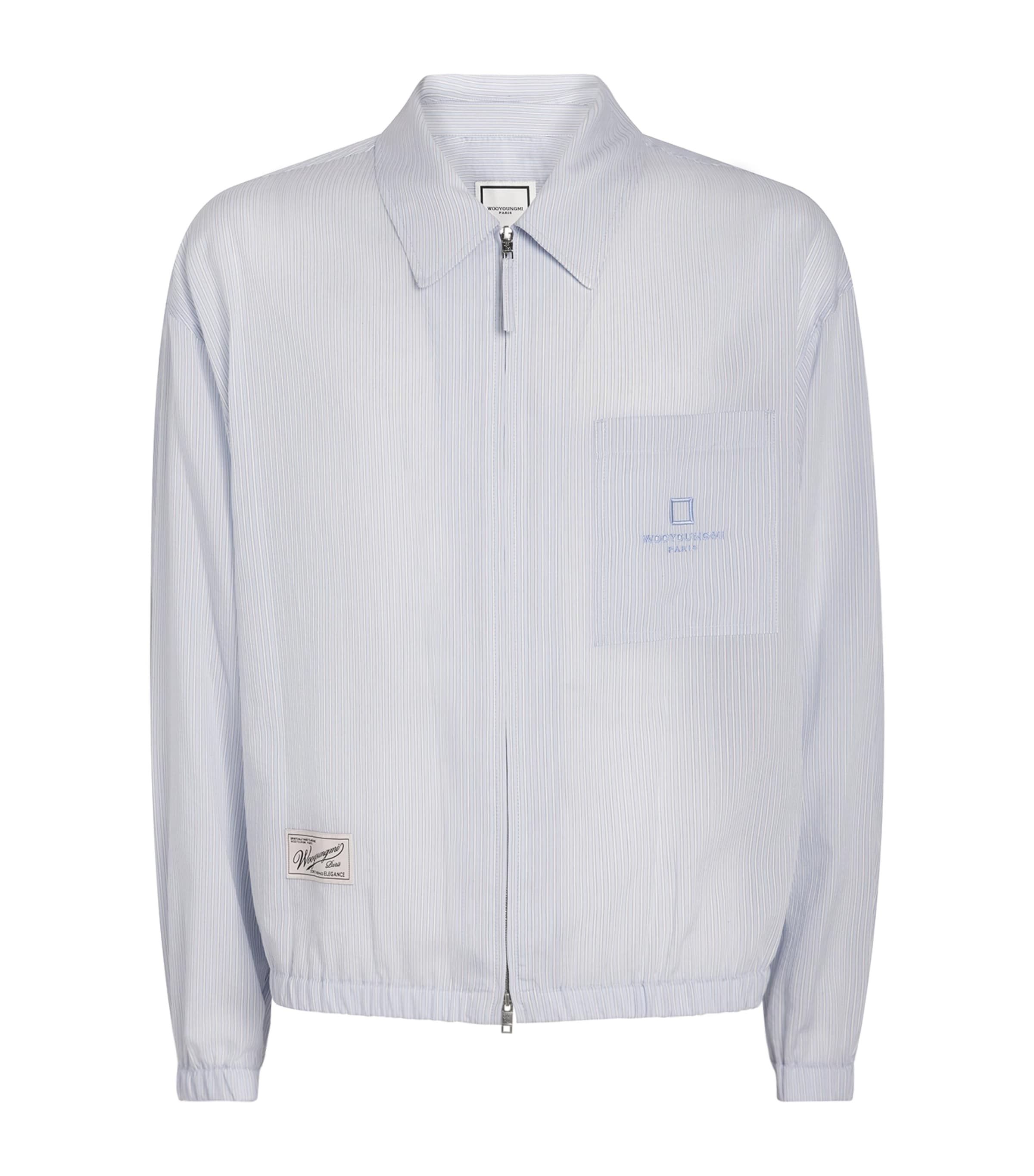 Wooyoungmi Mens Stripe Zip-Up Shirt Blue Image 1