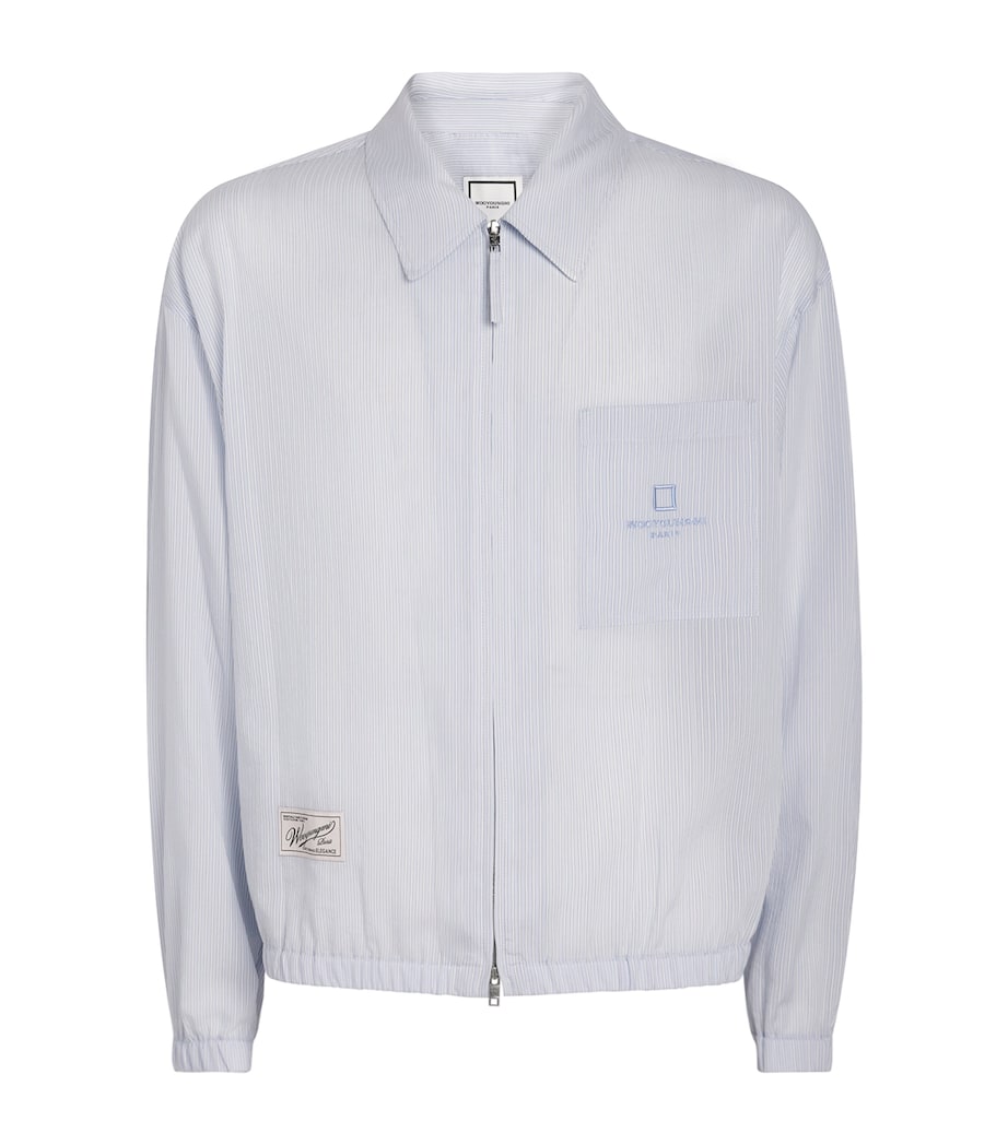 Wooyoungmi Mens Stripe Zip-Up Shirt Blue Image 1
