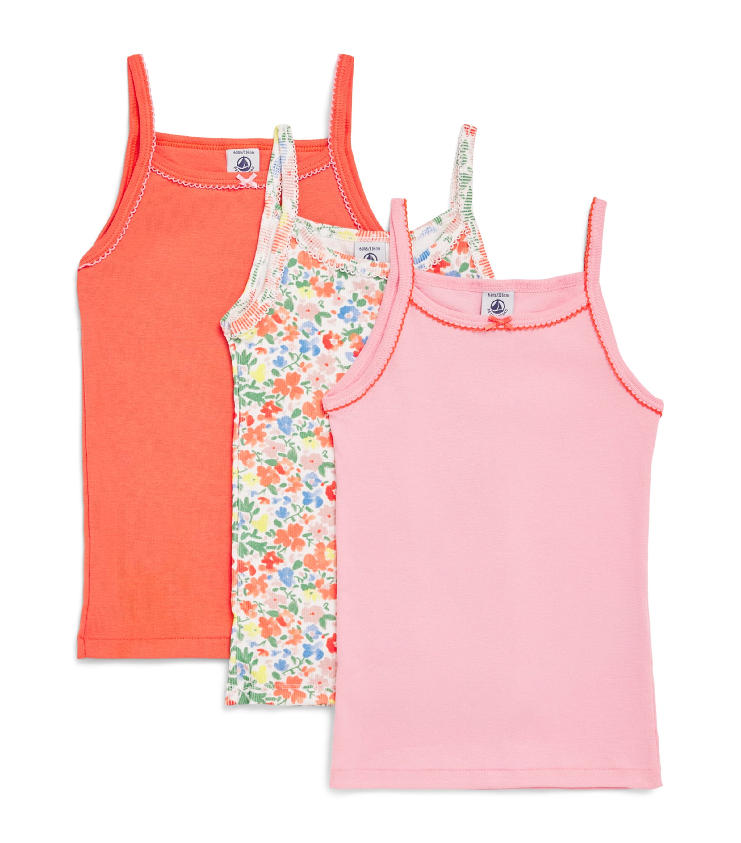 Petit Bateau Set of 3 Cotton Cami Tops (4-12 Years) Image 1