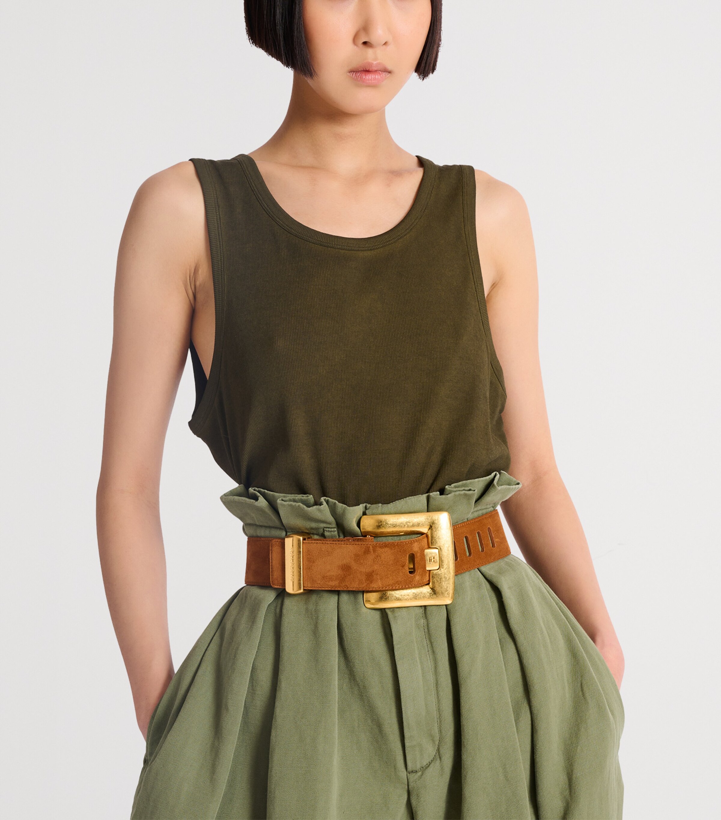 Balmain Suede Anthem Belt Caramel Image 2