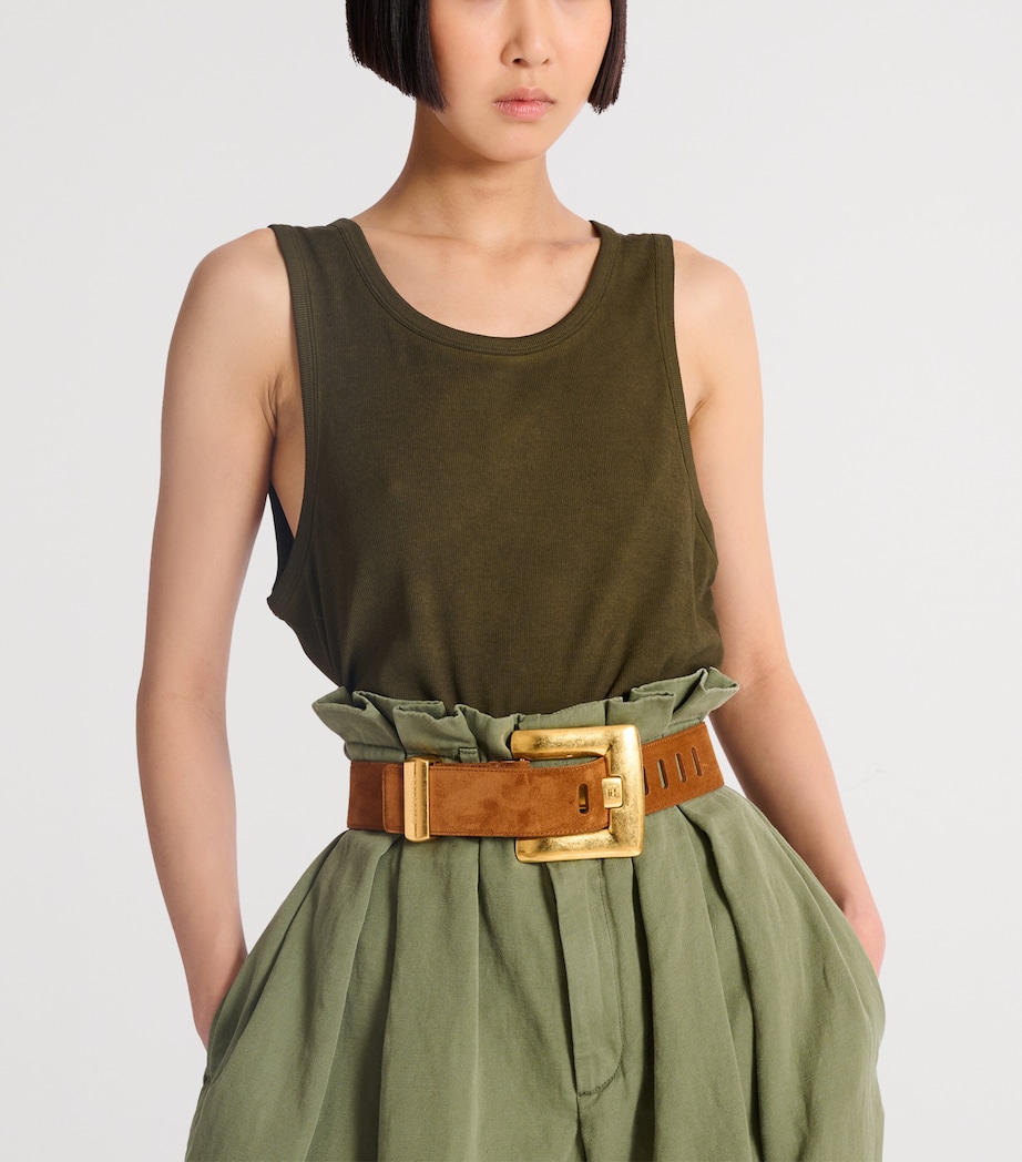 Balmain Suede Anthem Belt Caramel Image 2