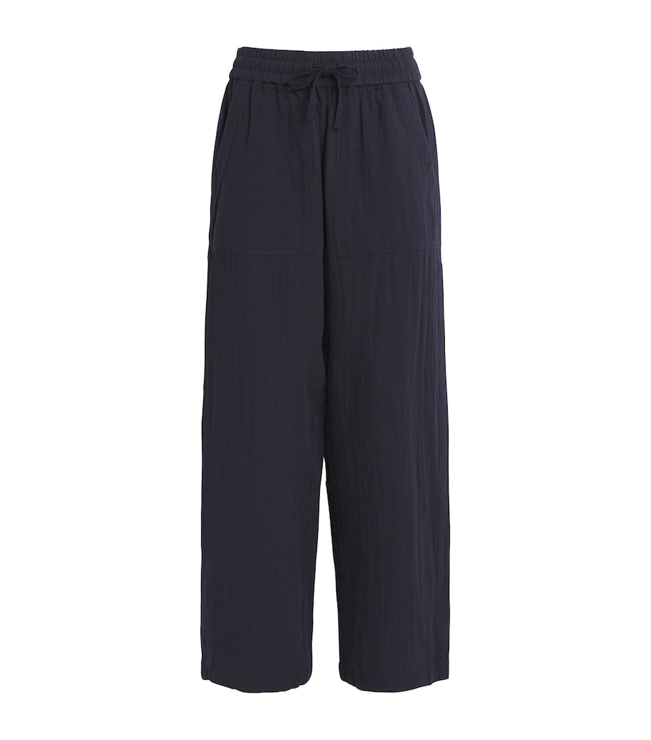 Cotton Drawstring Trousers NAVY Image 1