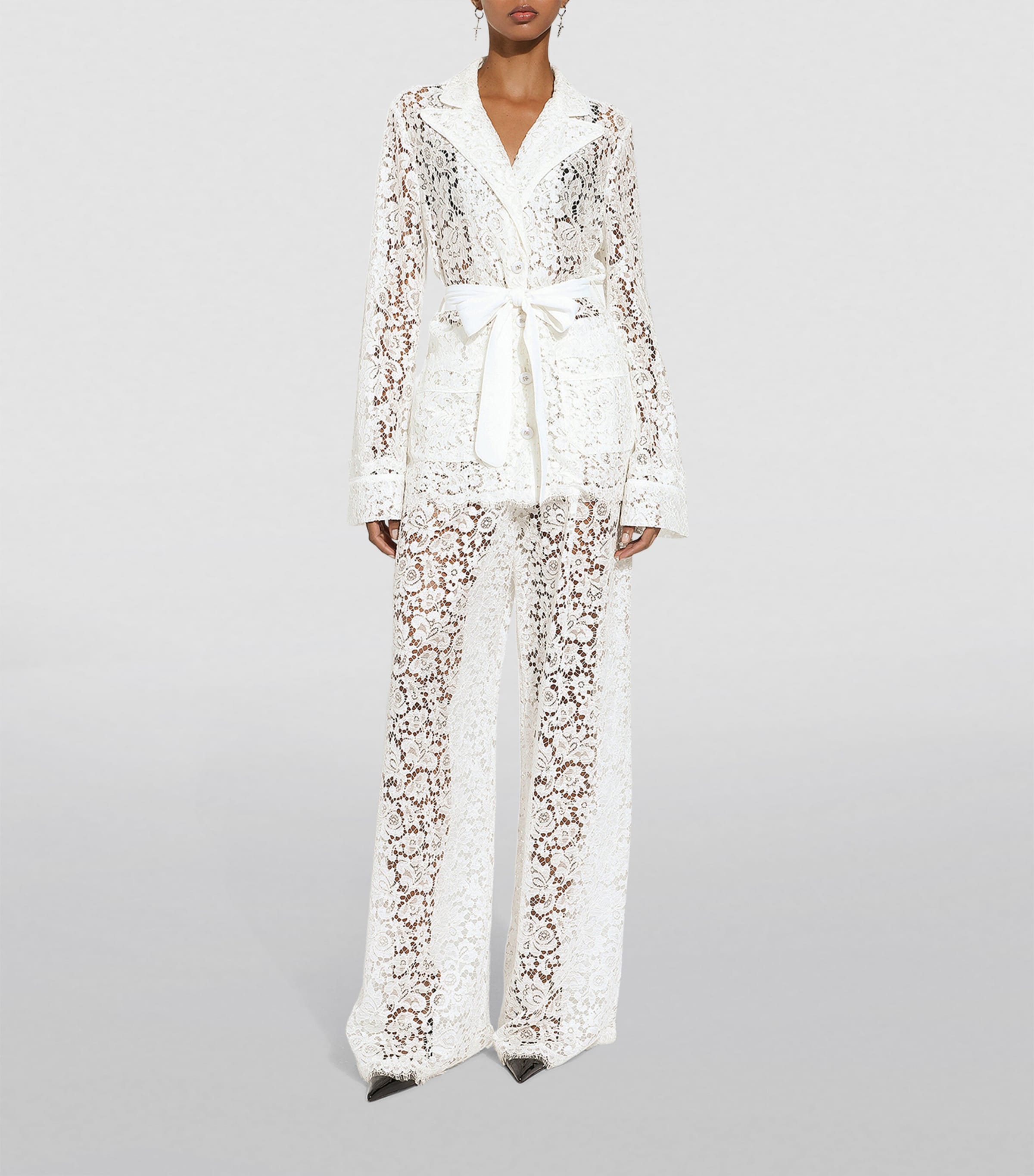 Lace Single-Breasted Blazer W0111-WHITE Image 2