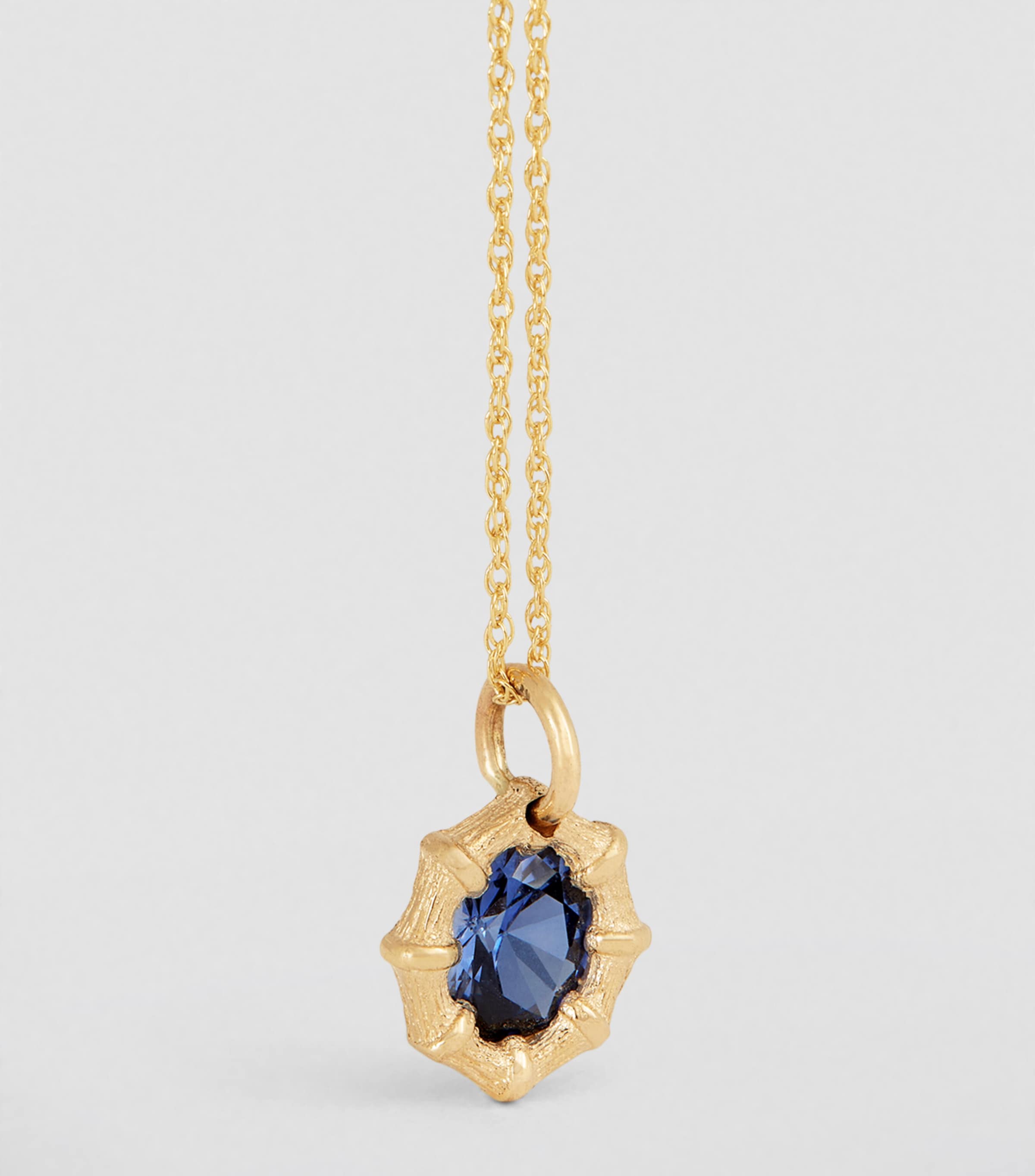 Bleue Burnham Yellow Gold and Sapphire Bamboo Pendant Necklace