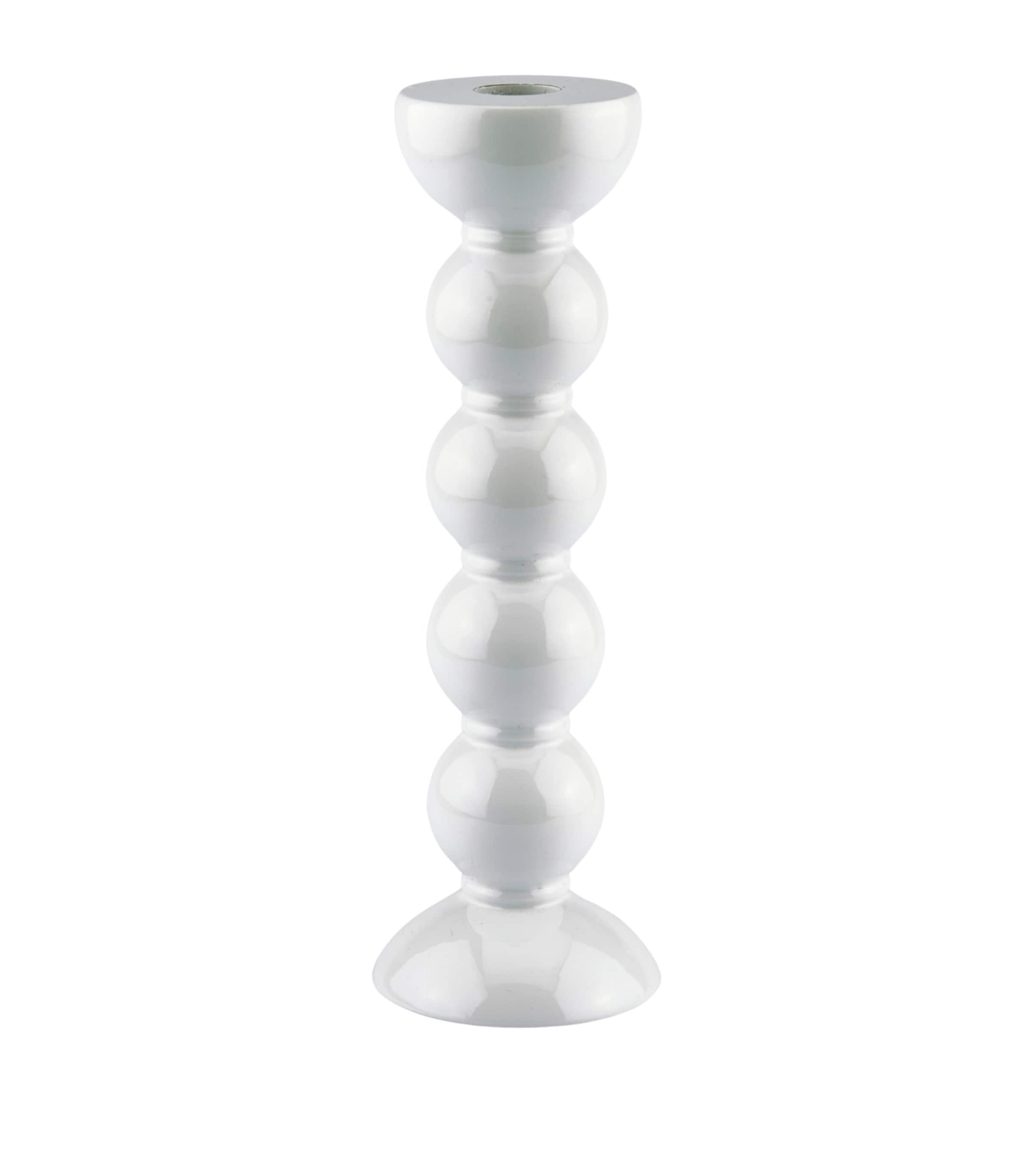 Addison Ross Tall Bobbin Candlestick Holder (24cm) White Image 1