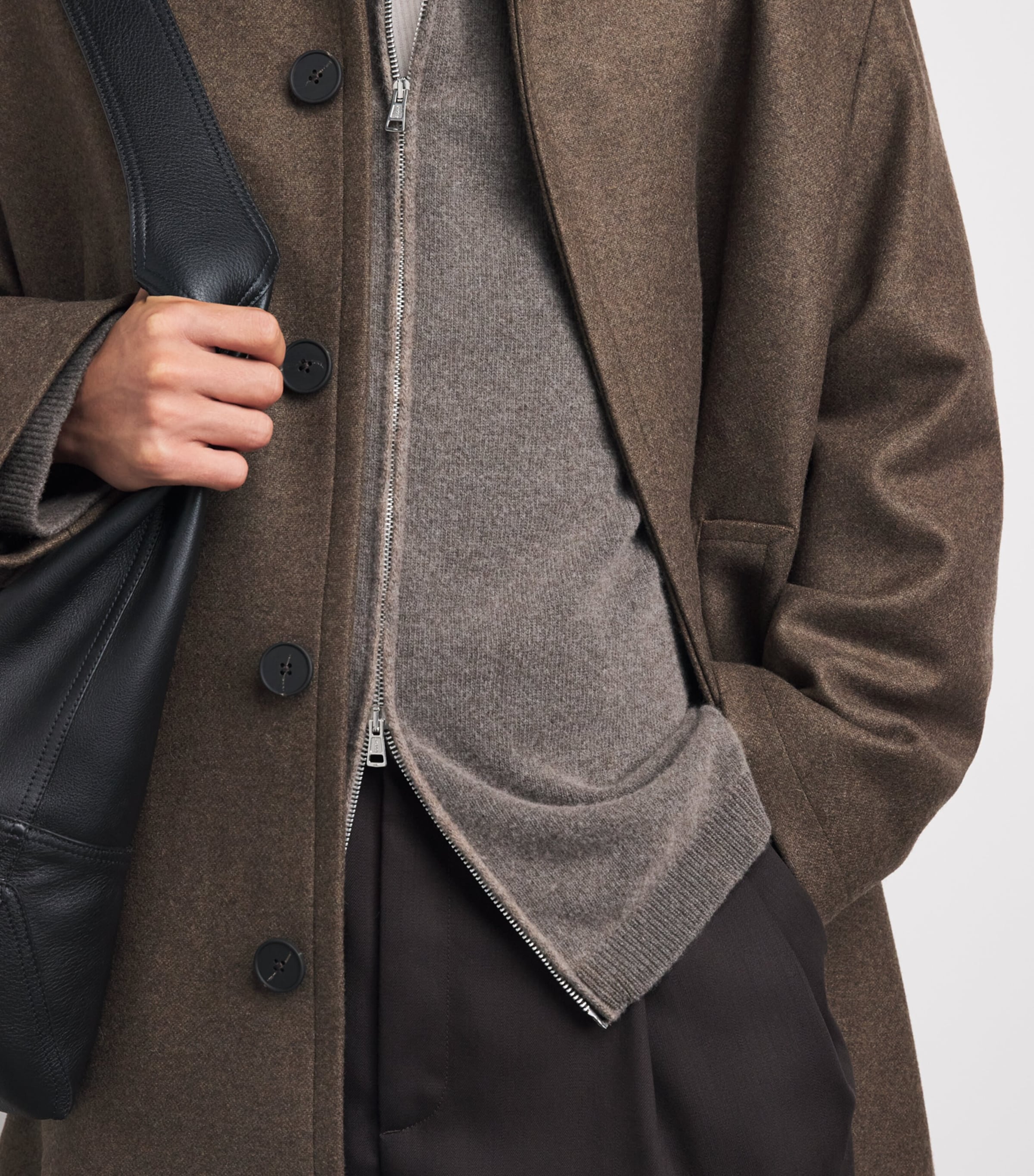 Studio Nicholson Mens Wool-Blend Ady Overcoat Loden Image 3