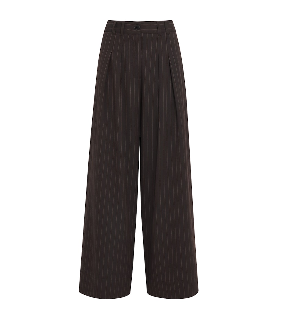 Pinstripe Wide-Leg Trousers CHOCOLATE / CARAMEL Image 1
