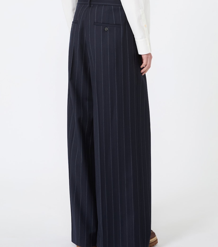 Weekend Max Mara Womens Stretch-Virgin Wool Pinstripe Wide-Leg Trousers Navy Image 4