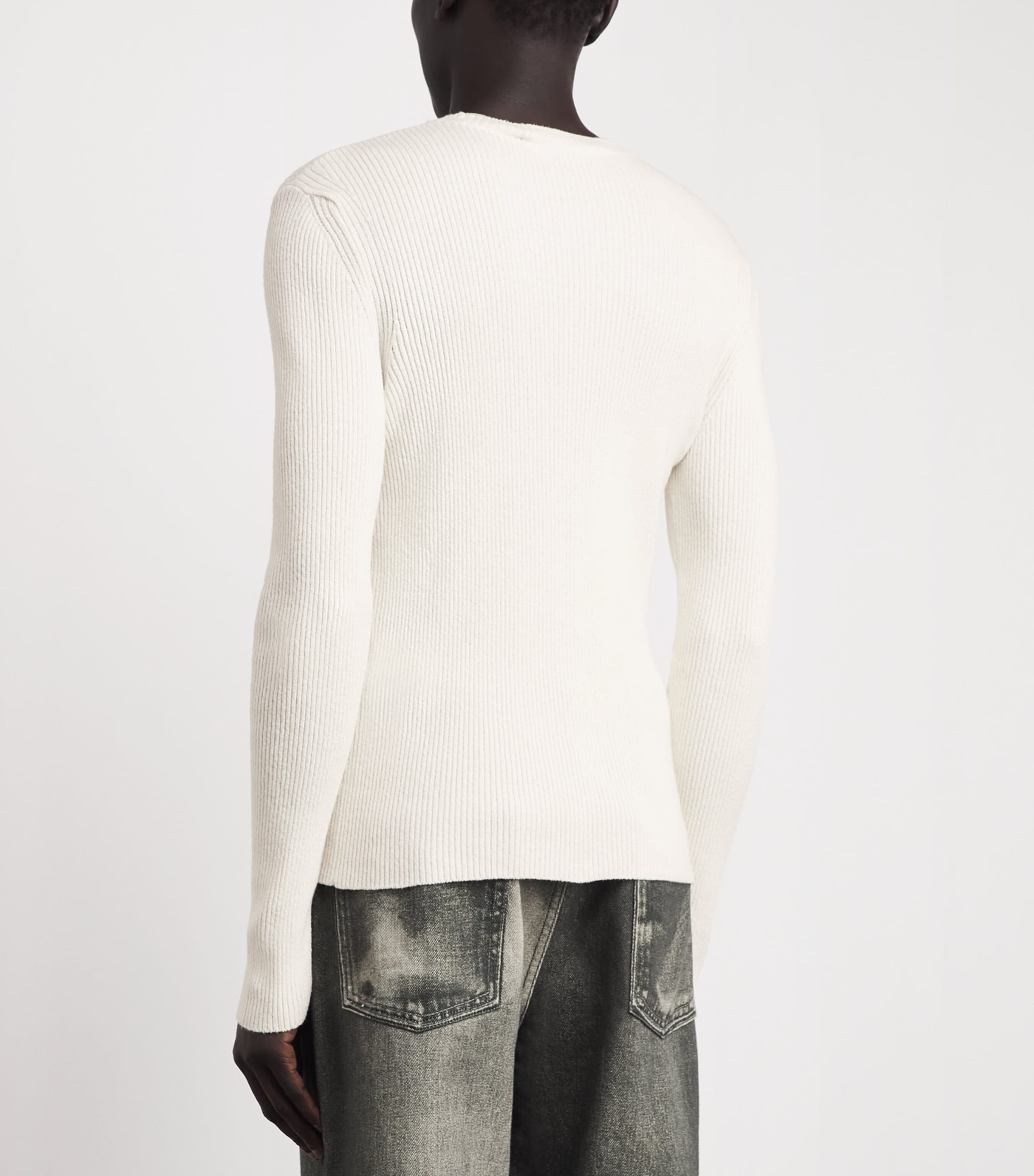 Our Legacy Mens Silk Compact Long-Sleeve T-Shirt Neutral White Image 5