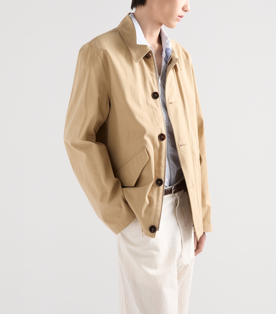 Prada Mens Cotton Collared Jacket Neutral Image 4