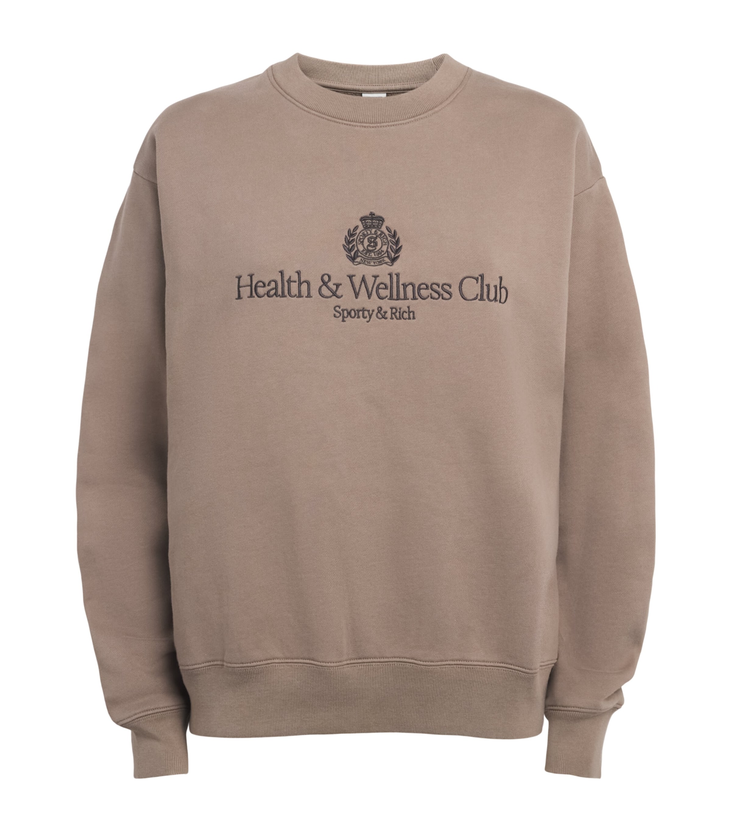 Sporty & Rich Womens Embroidered Crest Sweatshirt Sand White Image 1