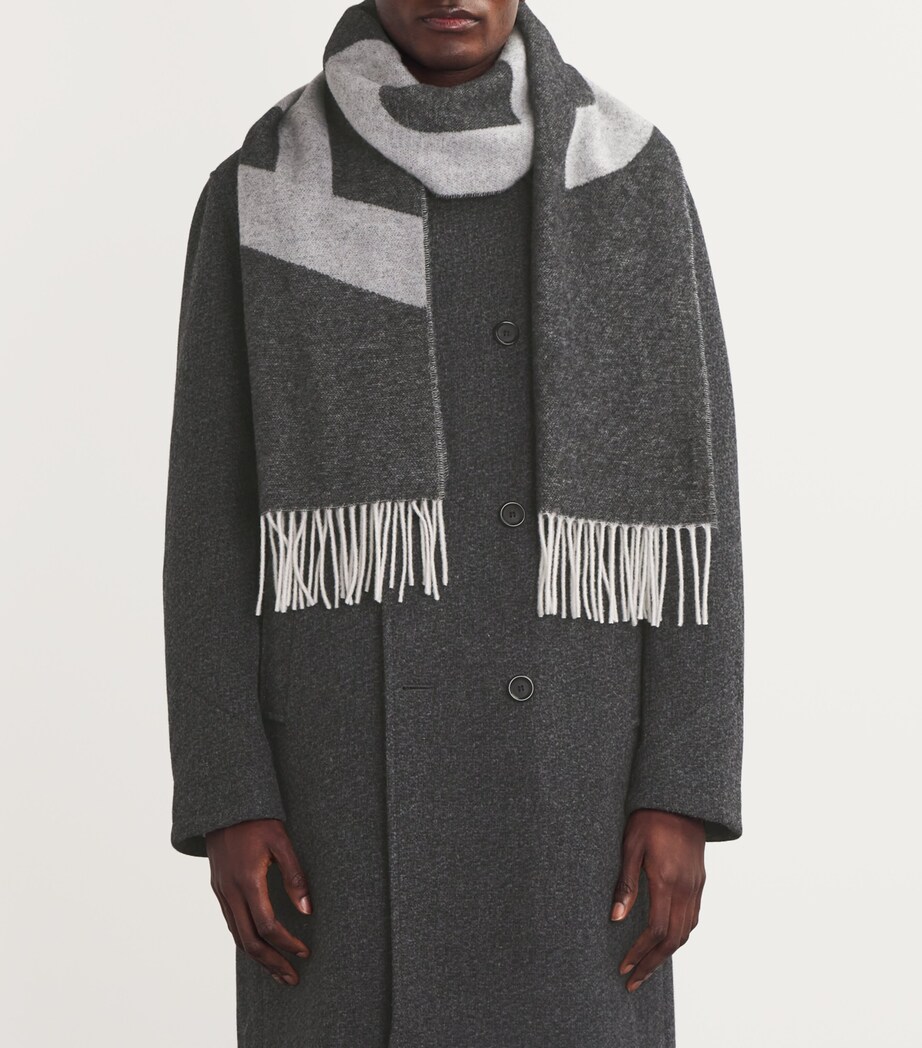 Wool-Blend Logo Scarf LZZ BLACK Image 4