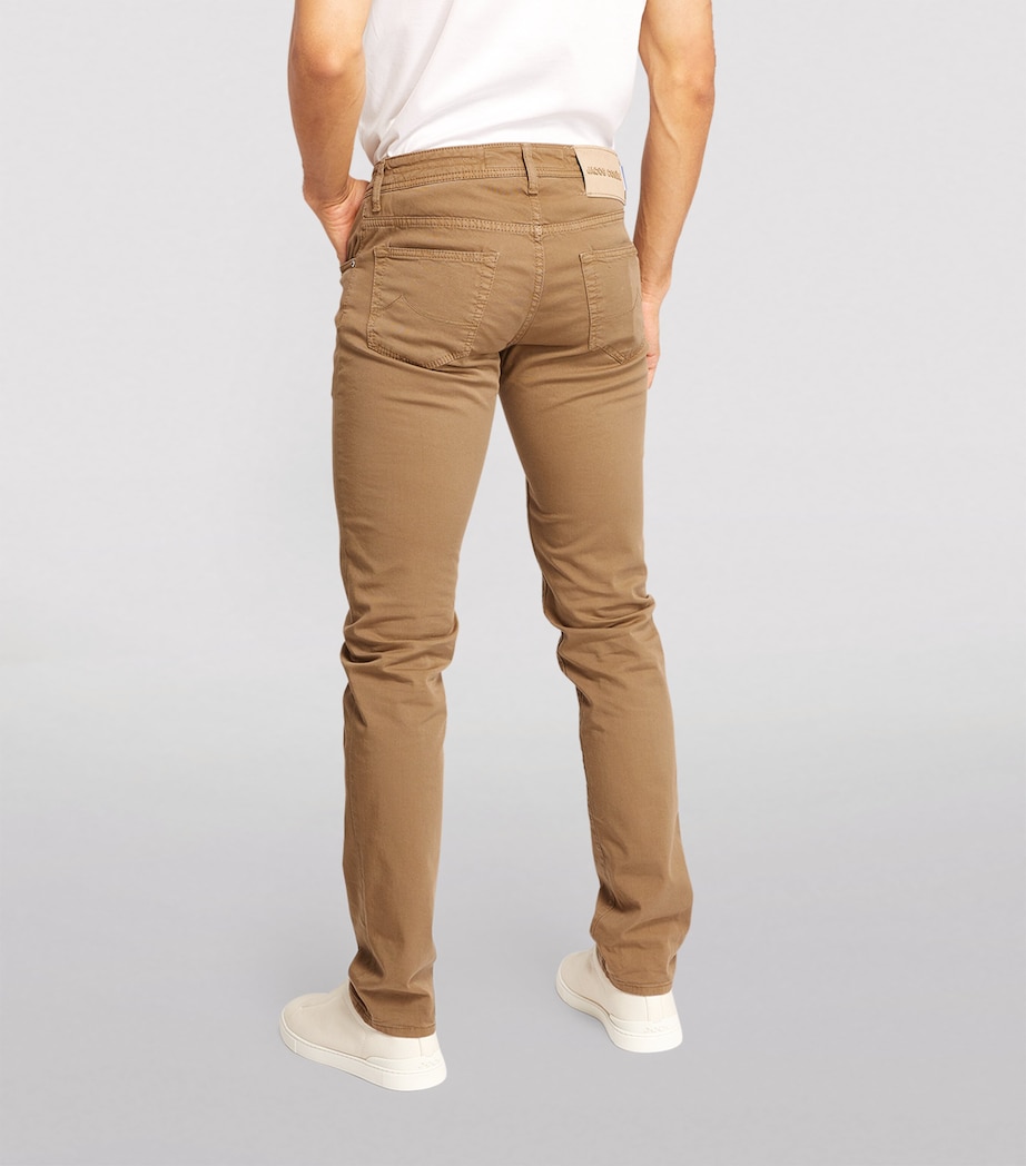 Cotton-Rich Slim Trousers D89-BROWN Image 4
