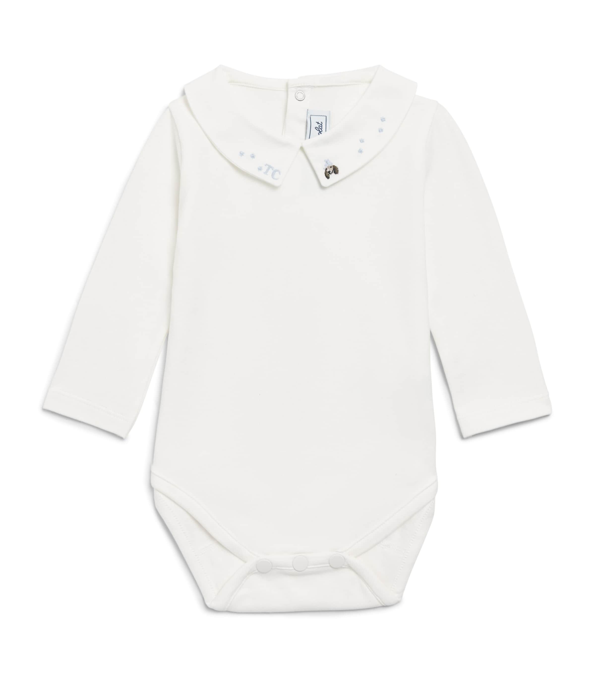 Tartine et Chocolat Stretch-Cotton Embroidered Bodysuit (1-36 Months) Horizon Image 1