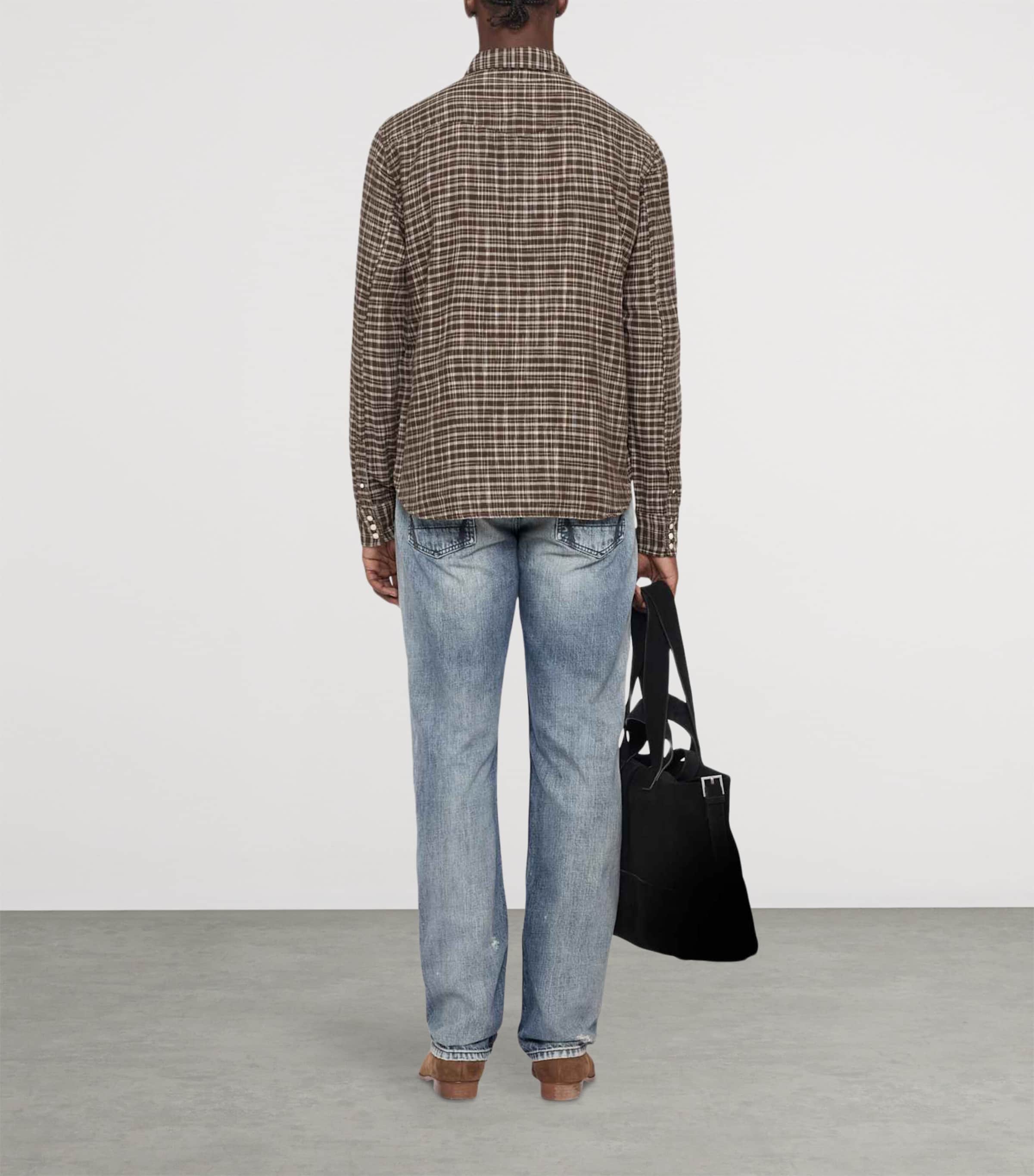 AllSaints Mens Organic Cotton Court Shirt Khaki Brown Image 7