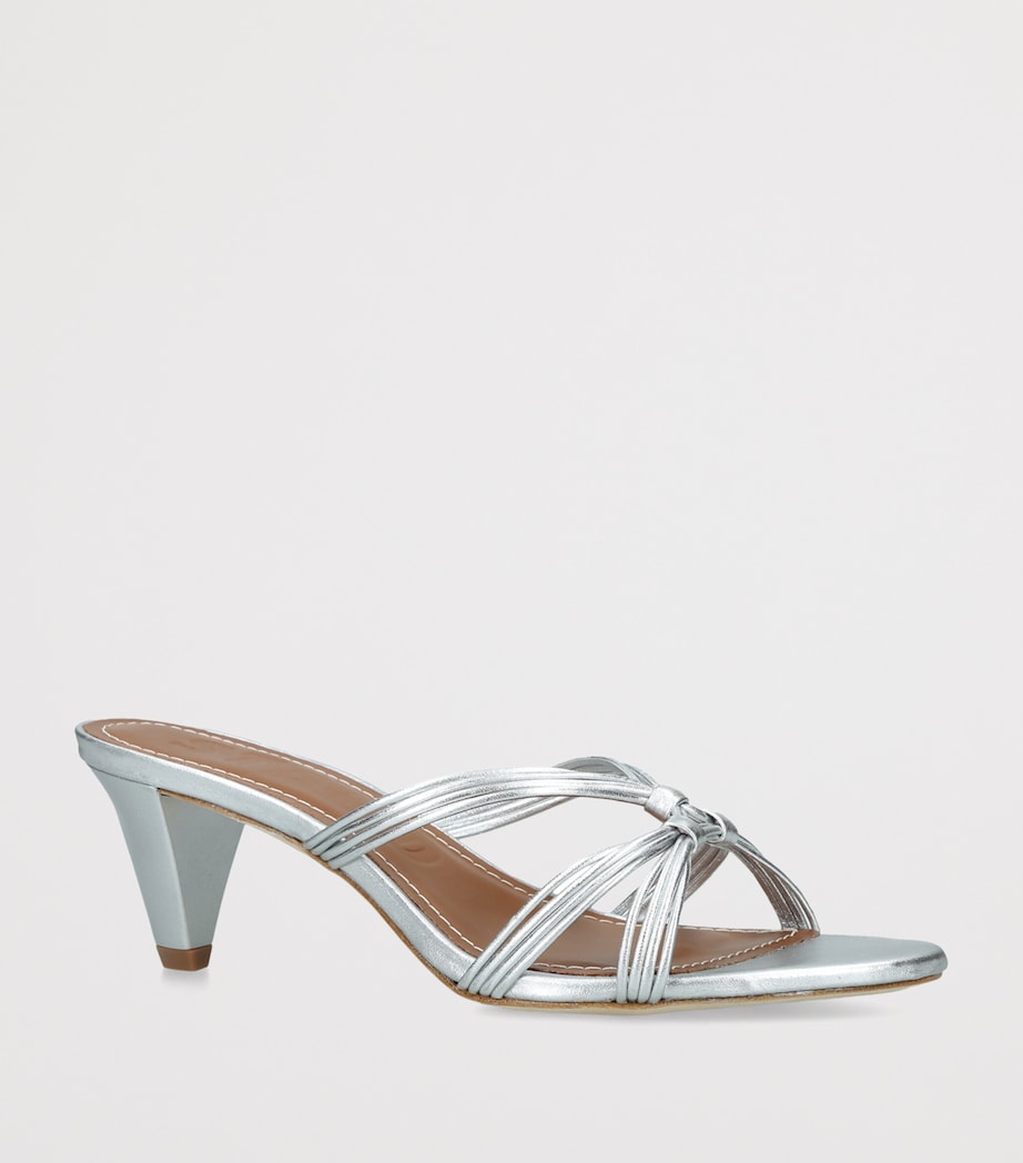 STAUD Leather Carrie Mules 60 Silver Image 2