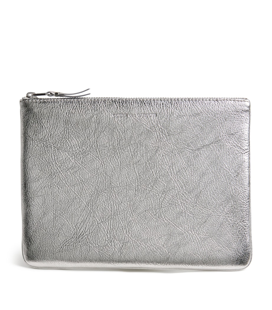 Comme Des Garçons Wallet Large Leather Pouch Silver Image 1