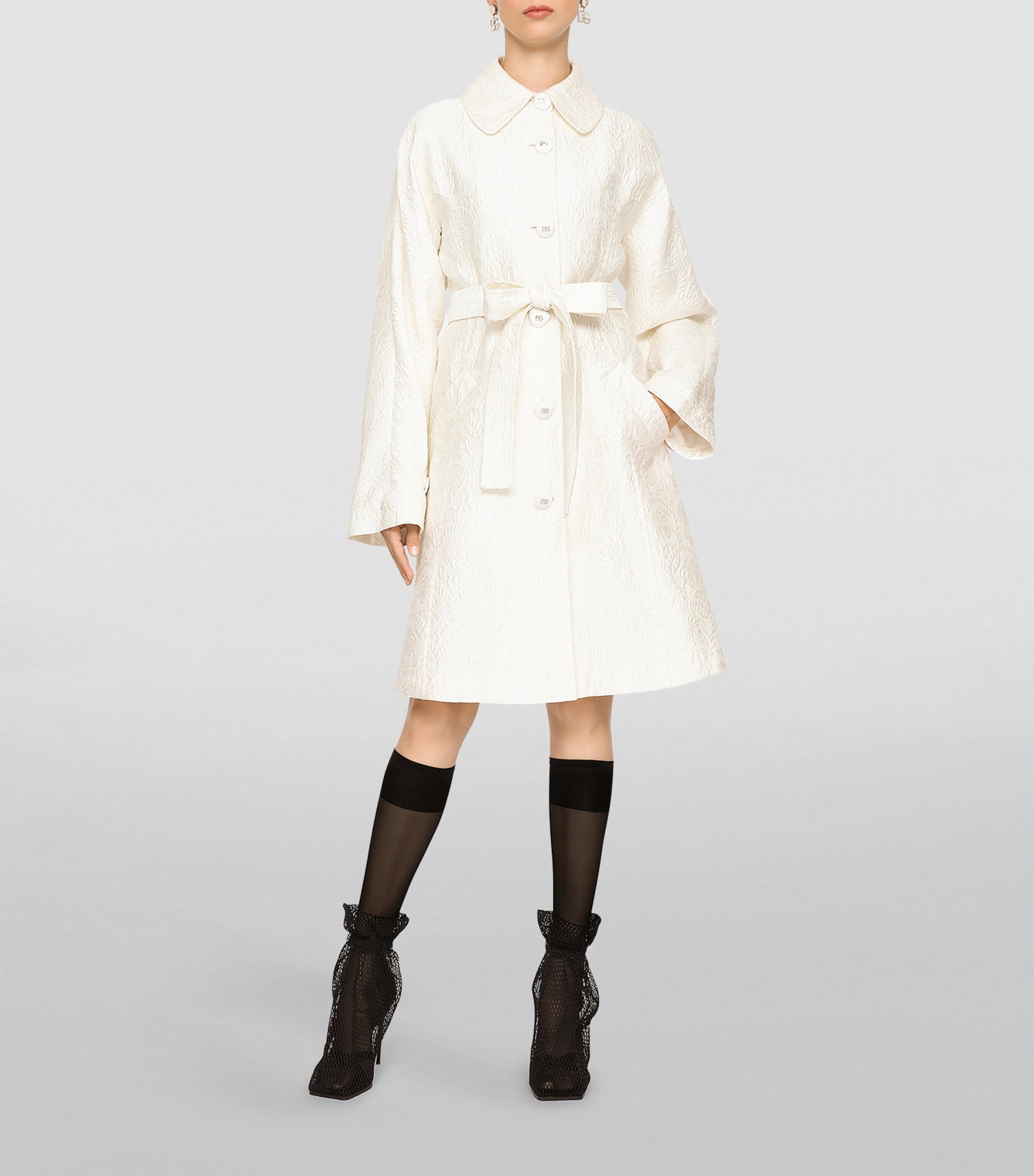 D&G シルクコート Dolce & Gabbana Multi Silk-Blend Jacquard Coat | Harrods US