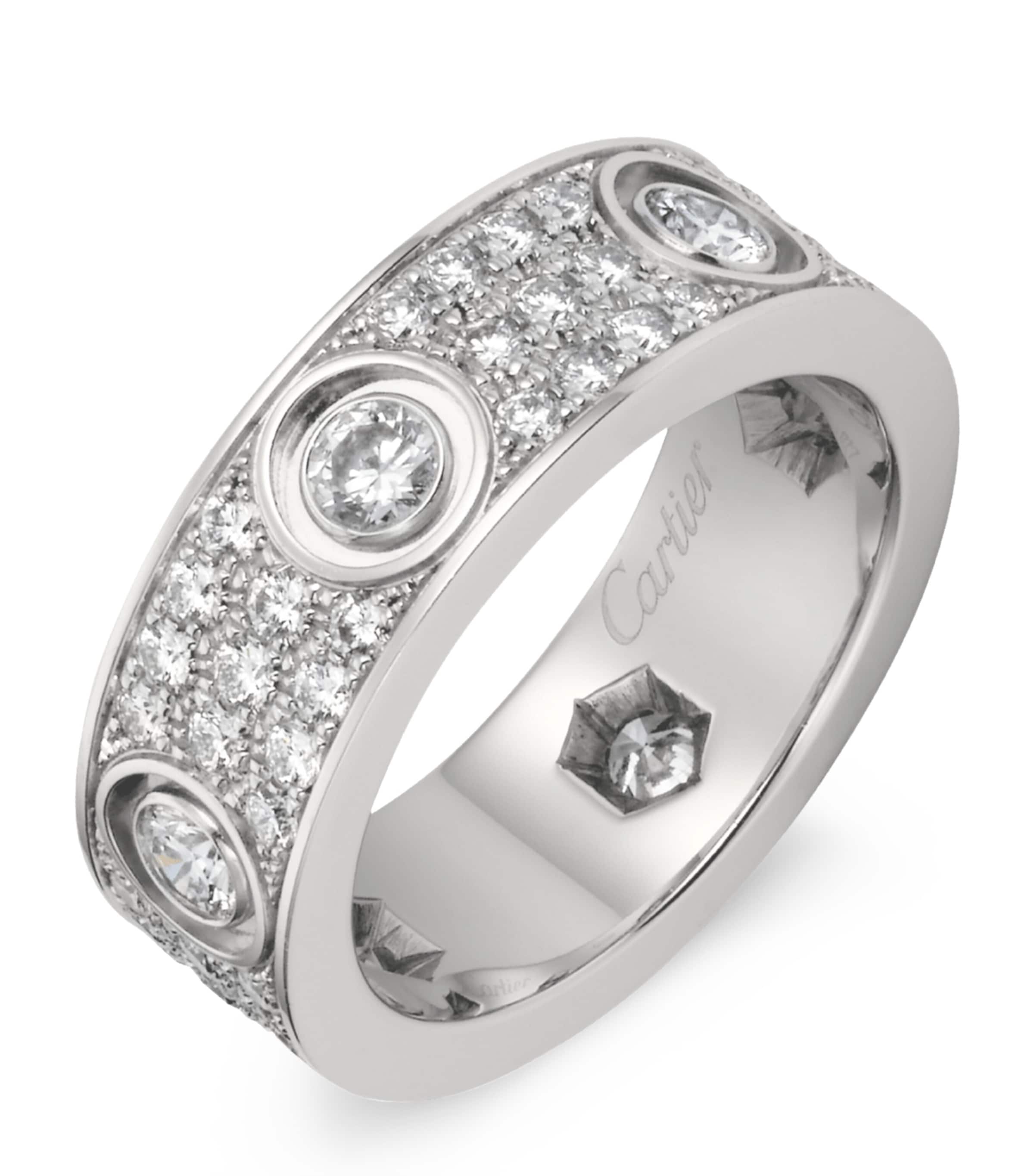 White Gold and Diamond LOVE Ring MULTI Image 2