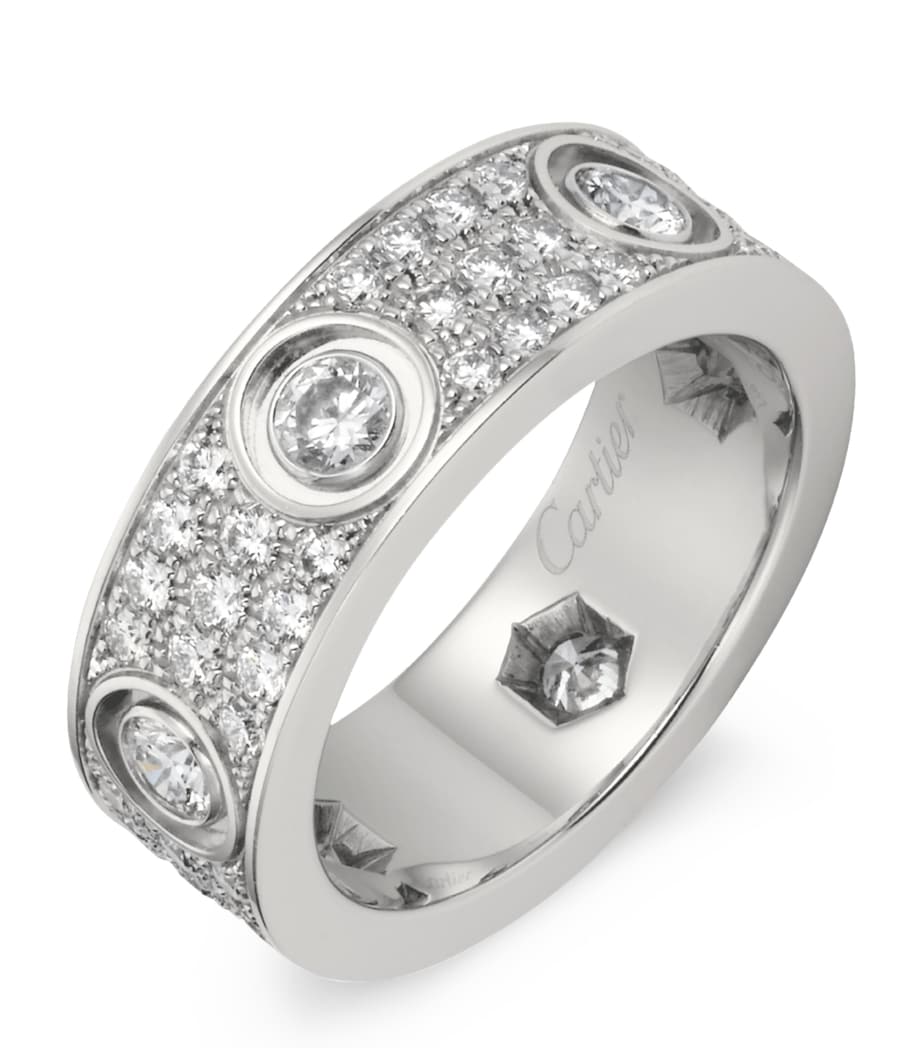 White Gold and Diamond LOVE Ring MULTI Image 2