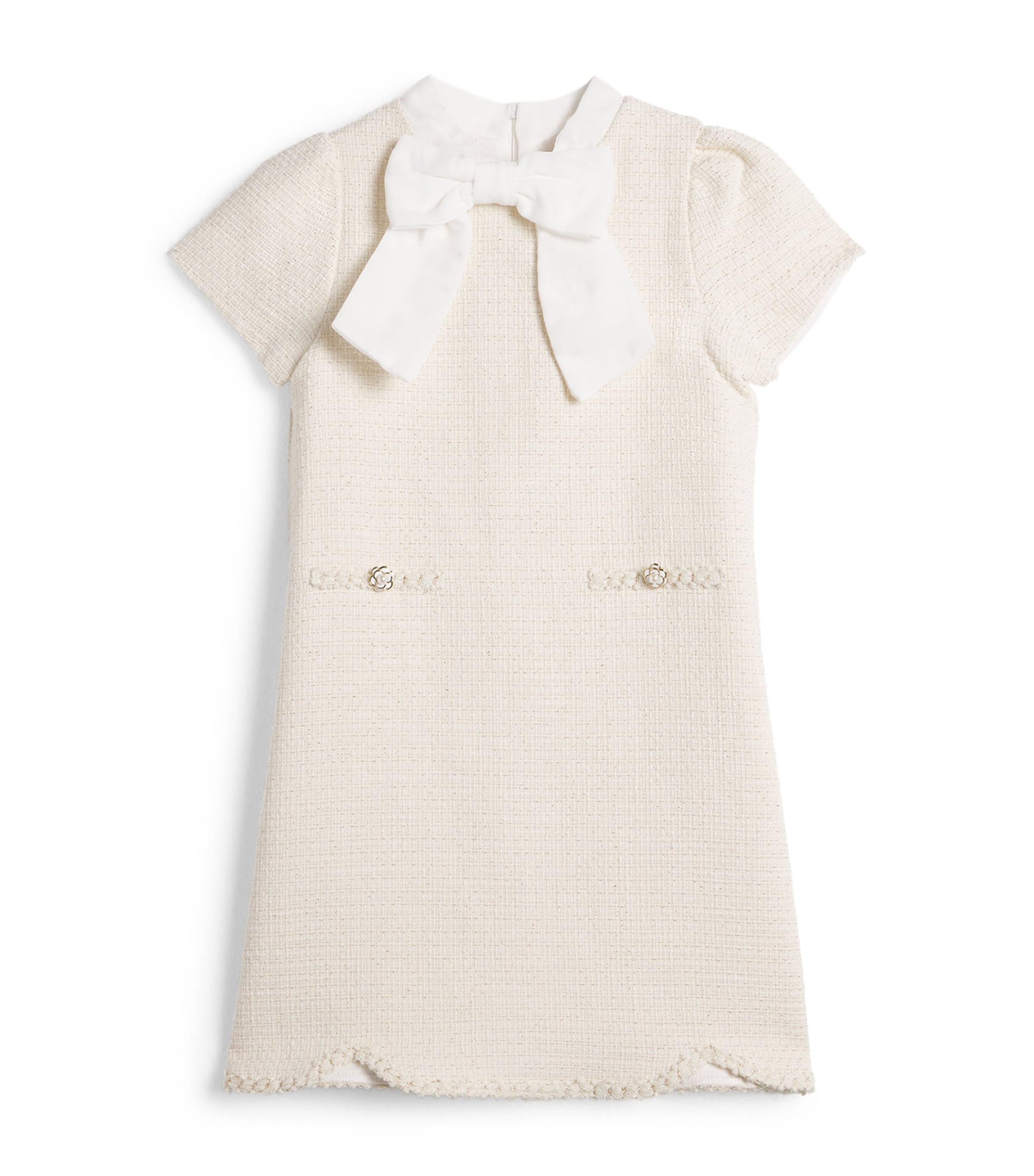 Patachou Cotton-Blend Tweed Dress (3-14 Years) Gold Tweed Image 1