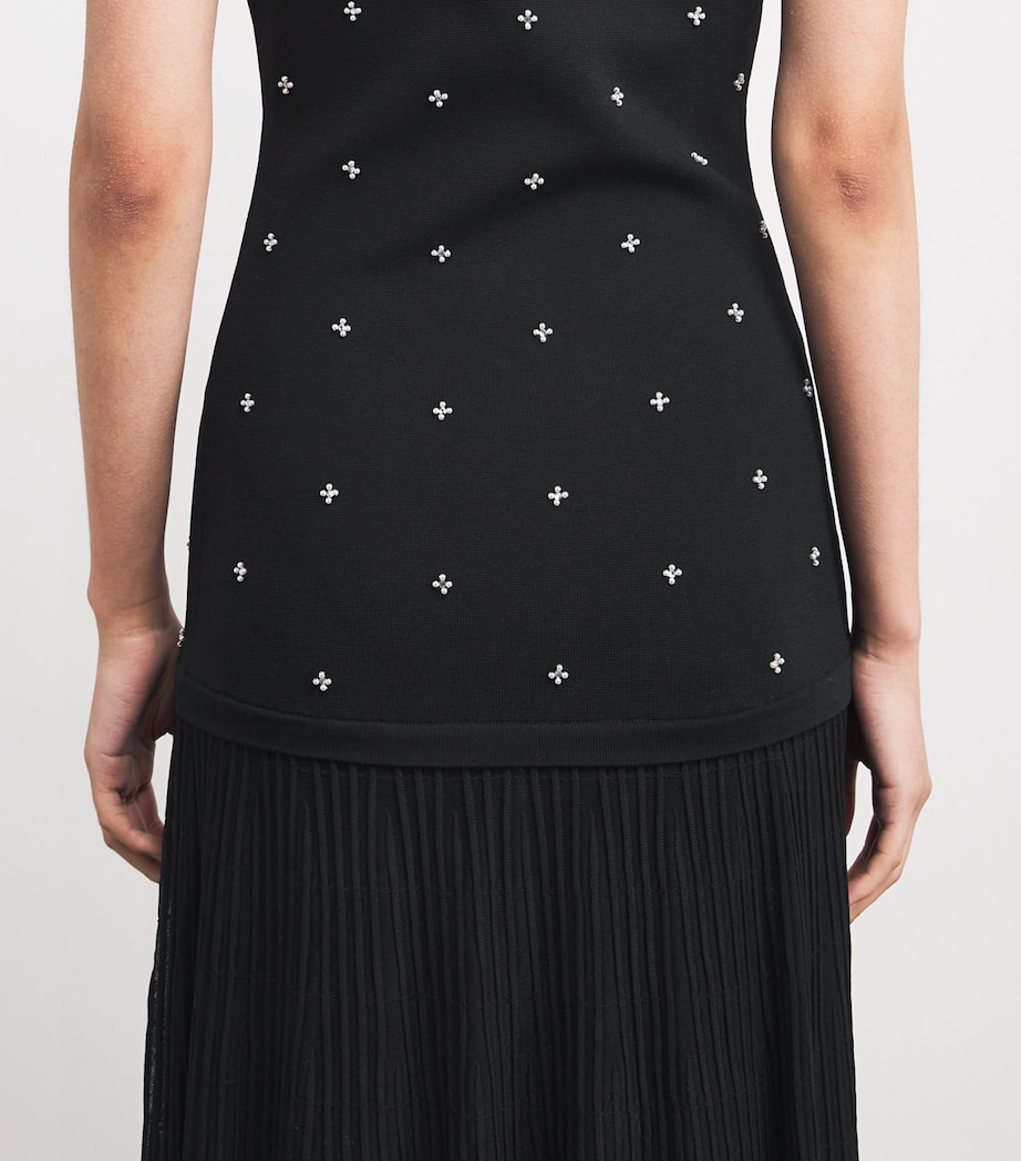 Sandro Paris Womens Rhinestone Floral 2-in-1 Dress Black Image 6