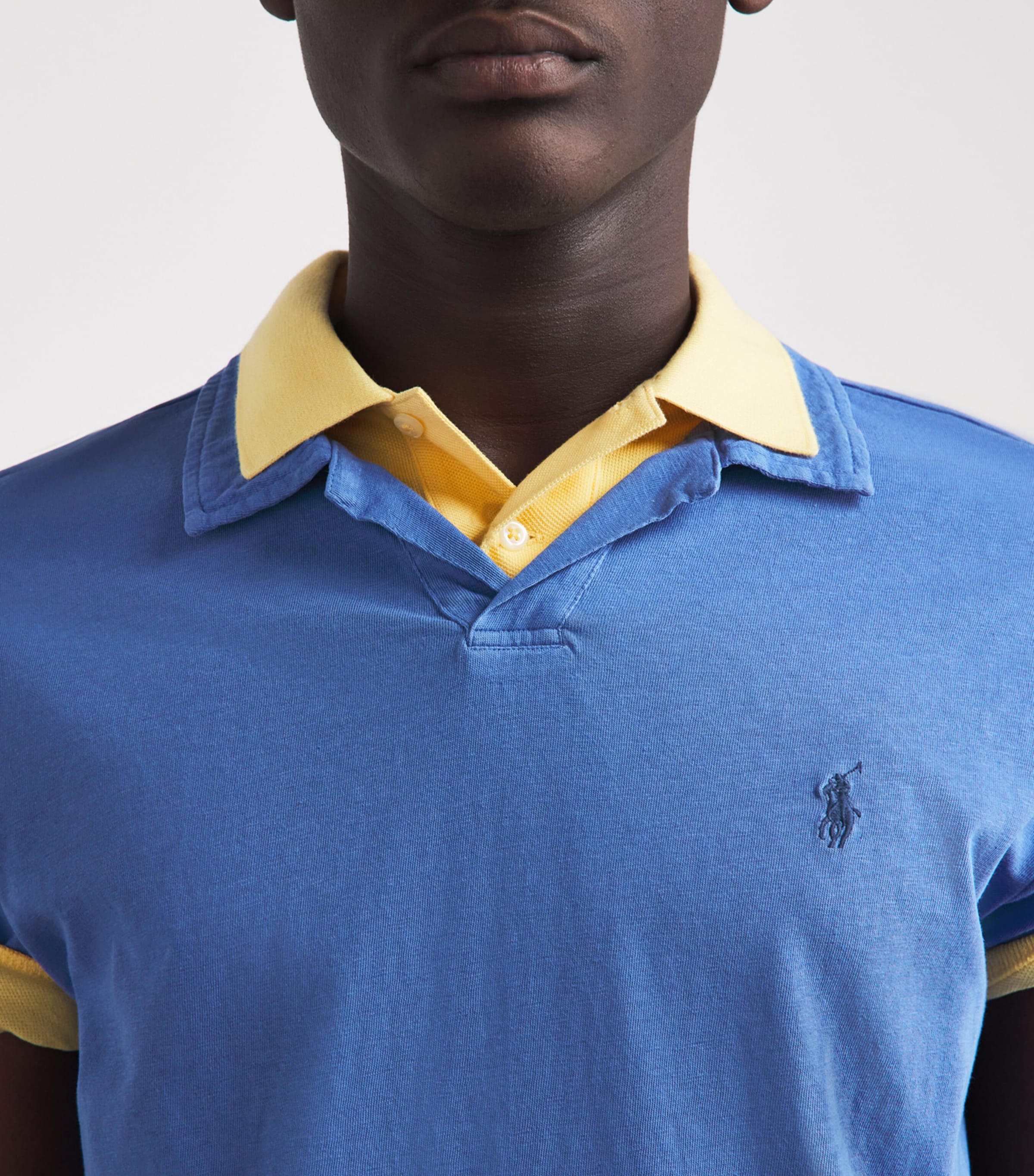 Polo Ralph Lauren Mens Cotton-Linen Open-Collar Polo Shirt Modern Royal Image 3