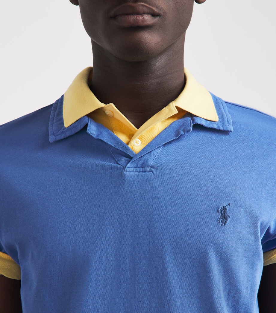 Polo Ralph Lauren Mens Cotton-Linen Open-Collar Polo Shirt Modern Royal Image 3