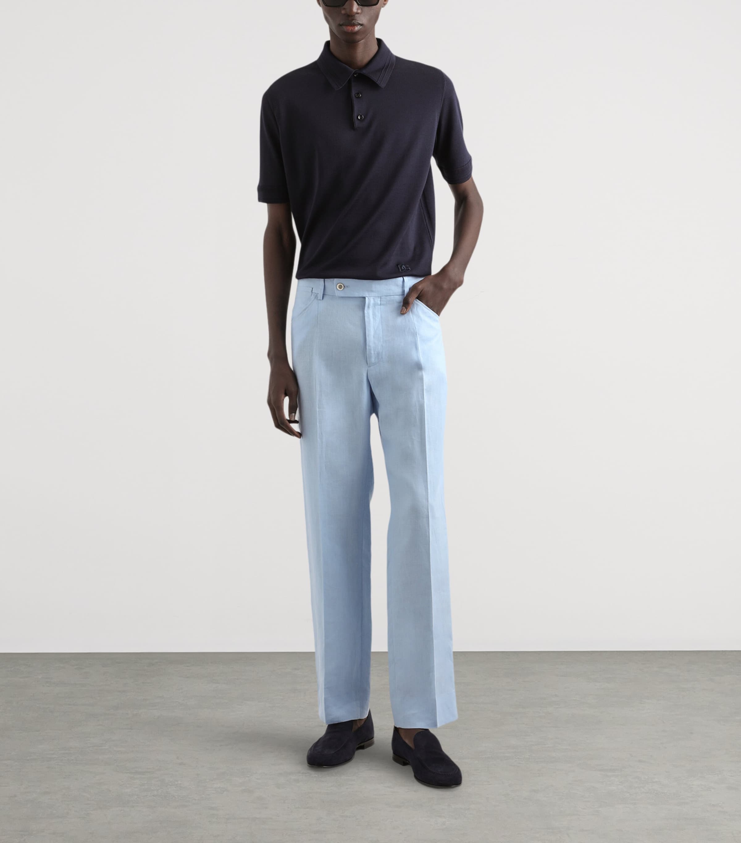 Silk Polo Shirt B1622-VERY DARK BLUE Image 2