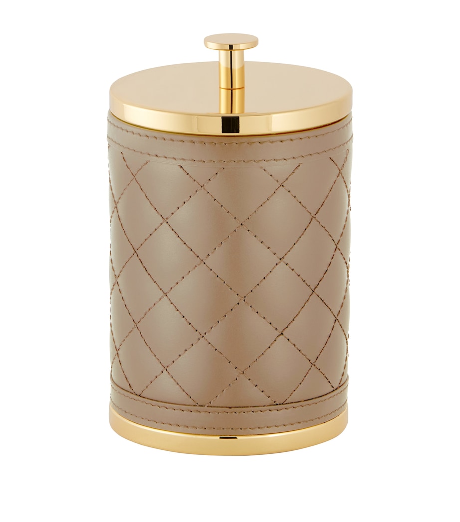 Large Quilted Round Box TAUPE/GOLD Image 1
