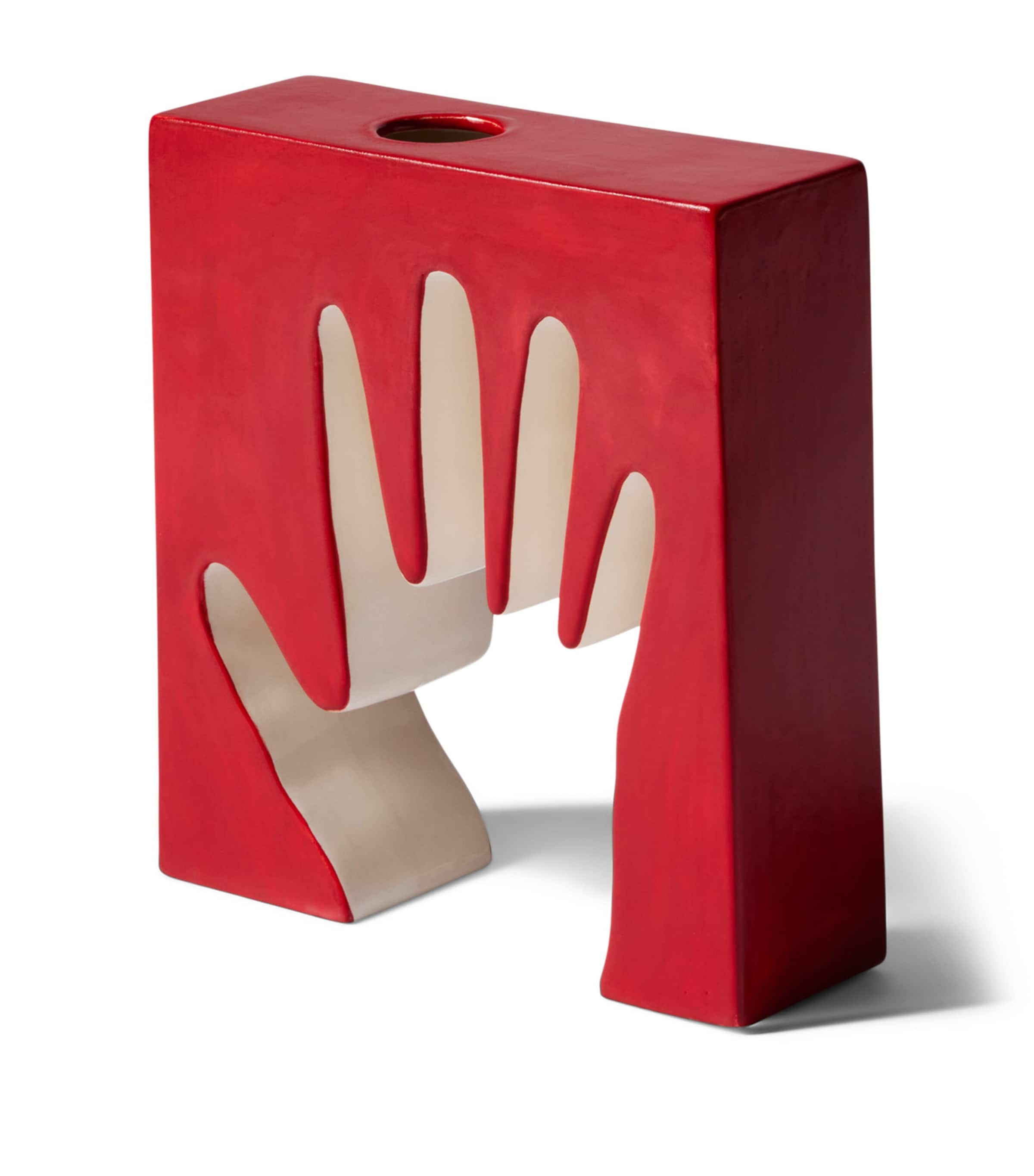 Ceramic Impronta Mano Vase (22cm) RED Image 1