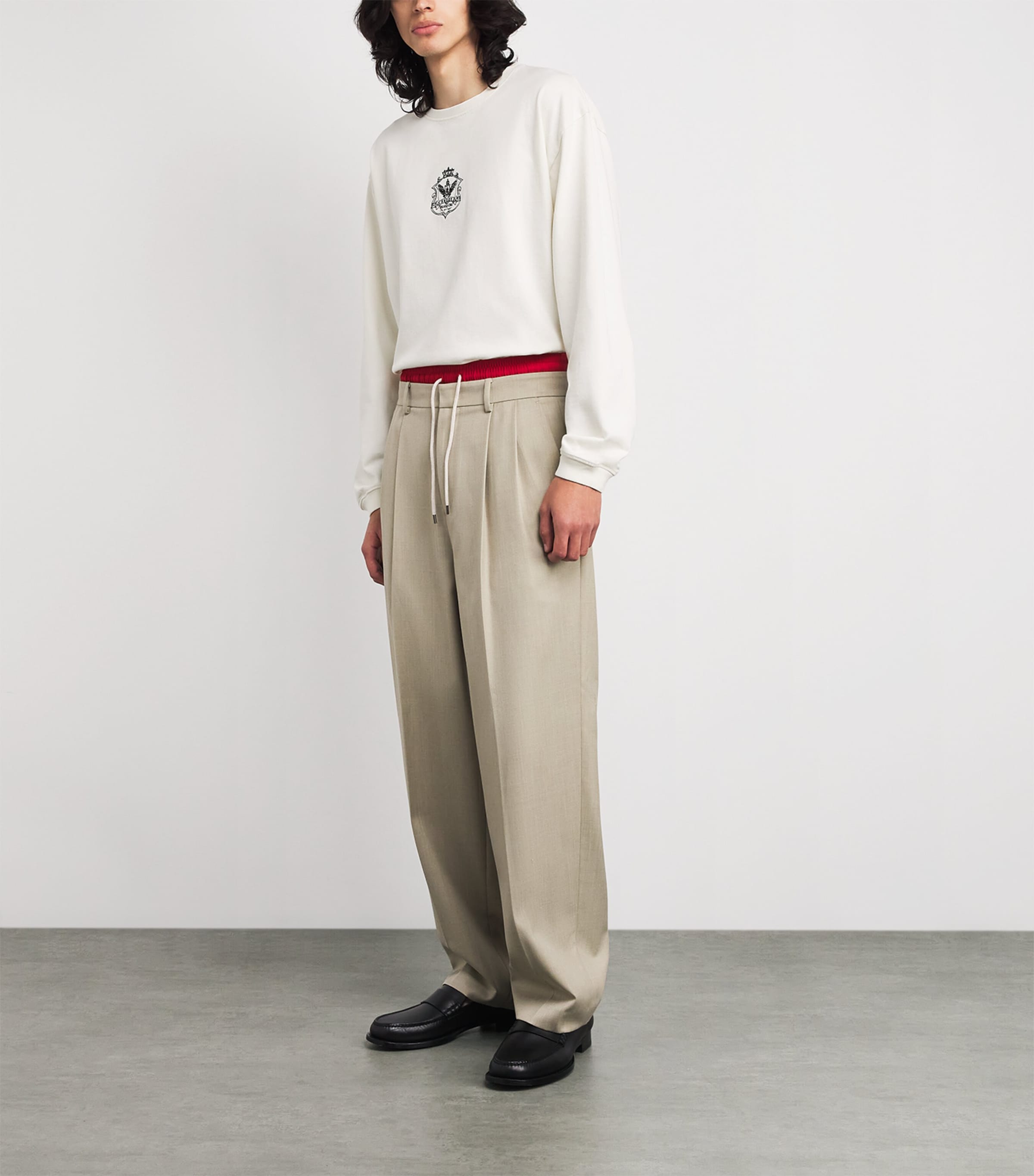 Cotton Long-Sleeve Crest T-Shirt WHITE/ BLACK 3166 Image 1