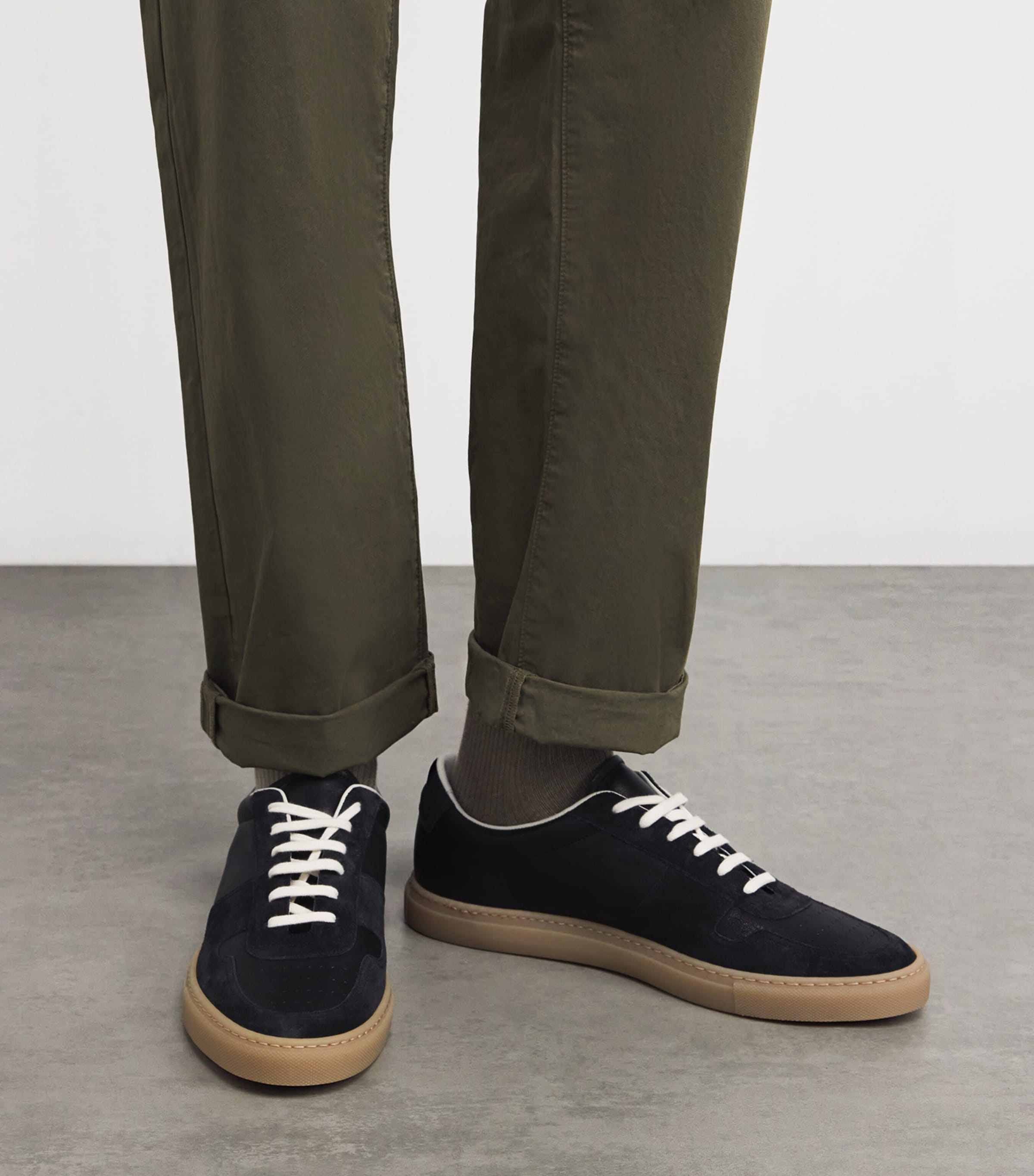 Leather and Suede BBall Sneakers BLACK Image 2