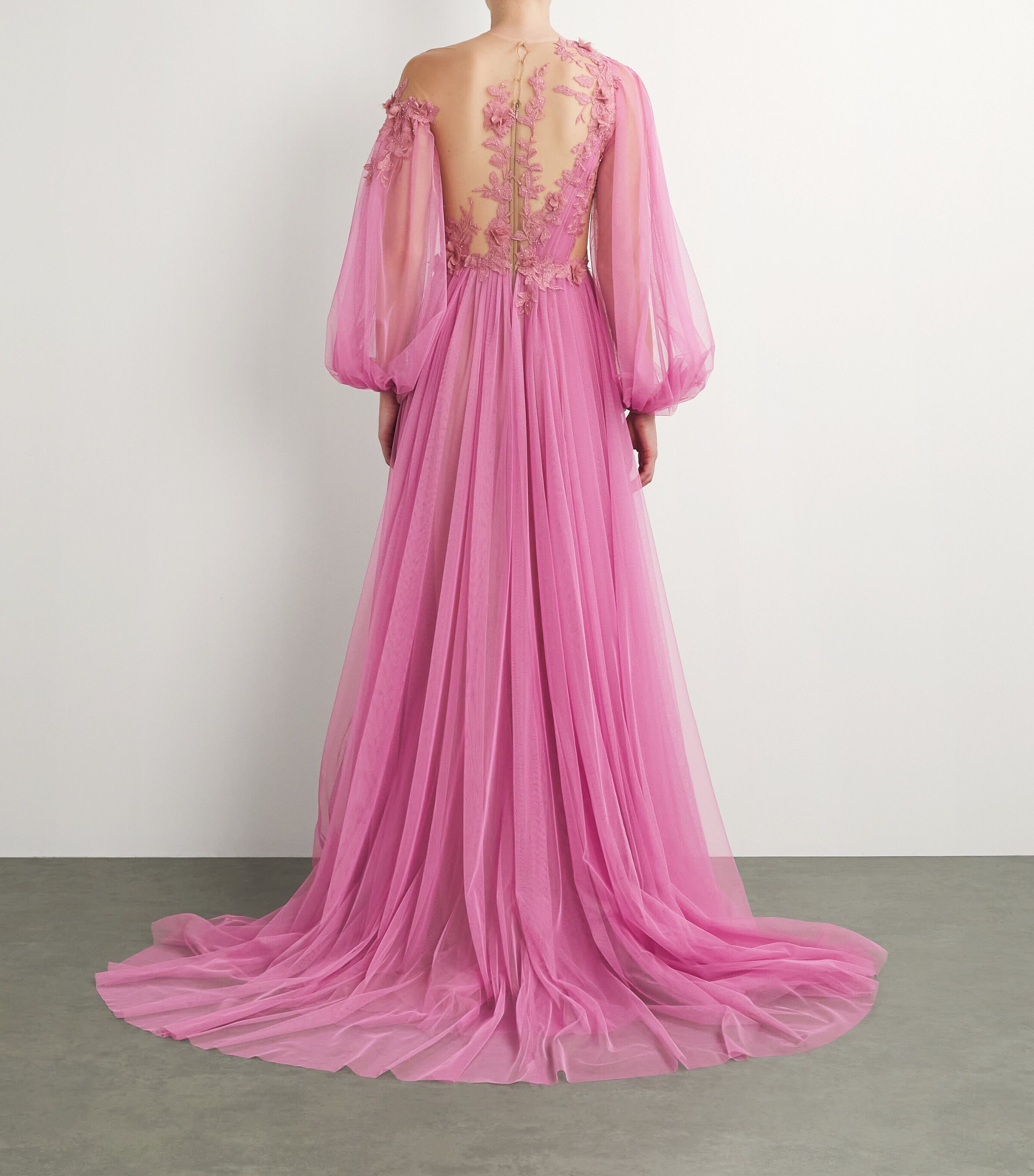 Marchesa Womens Grecian Tulle Gown Rose Image 3