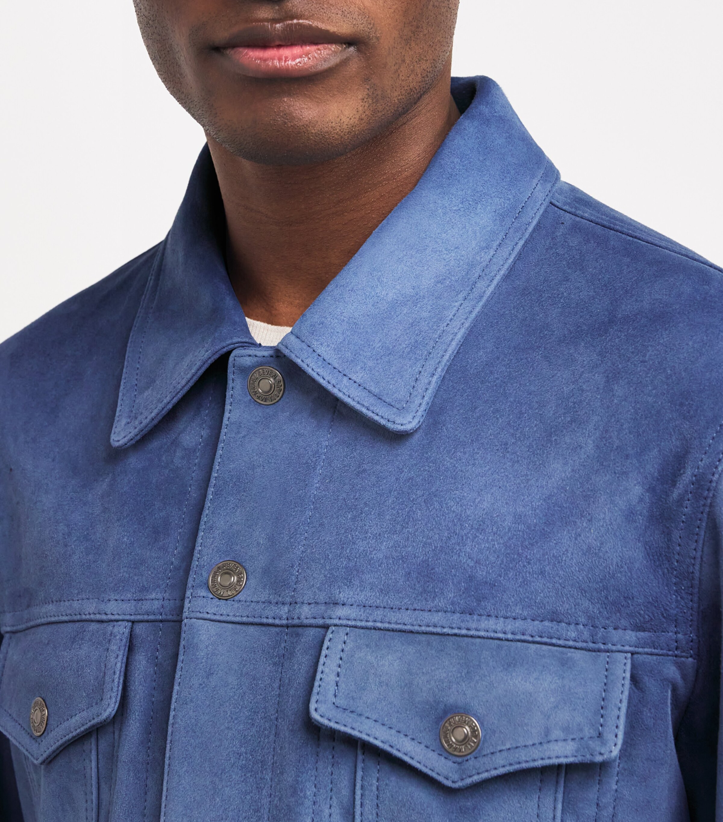 Suede Trucker Jacket DUSTY BLUE Image 6