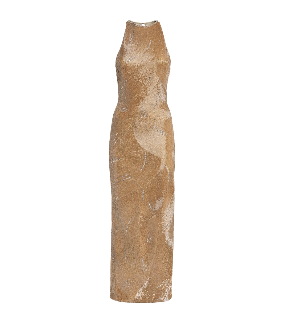 Clio Peppiatt Womens Embellished Delphine Maxi Gown Champagne Image 1