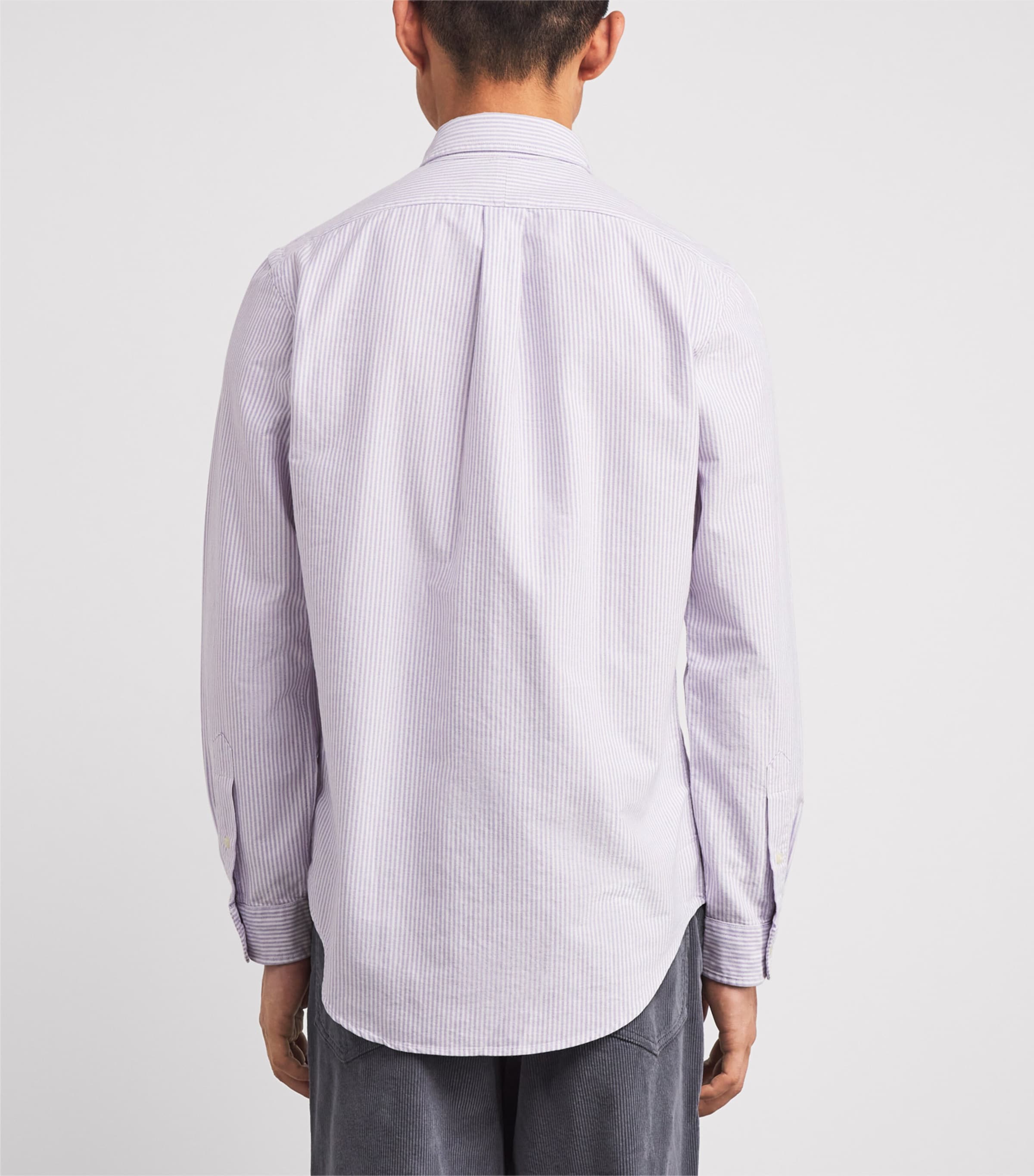 Cotton Striped Oxford Shirt PURPLE WHITE Image 4