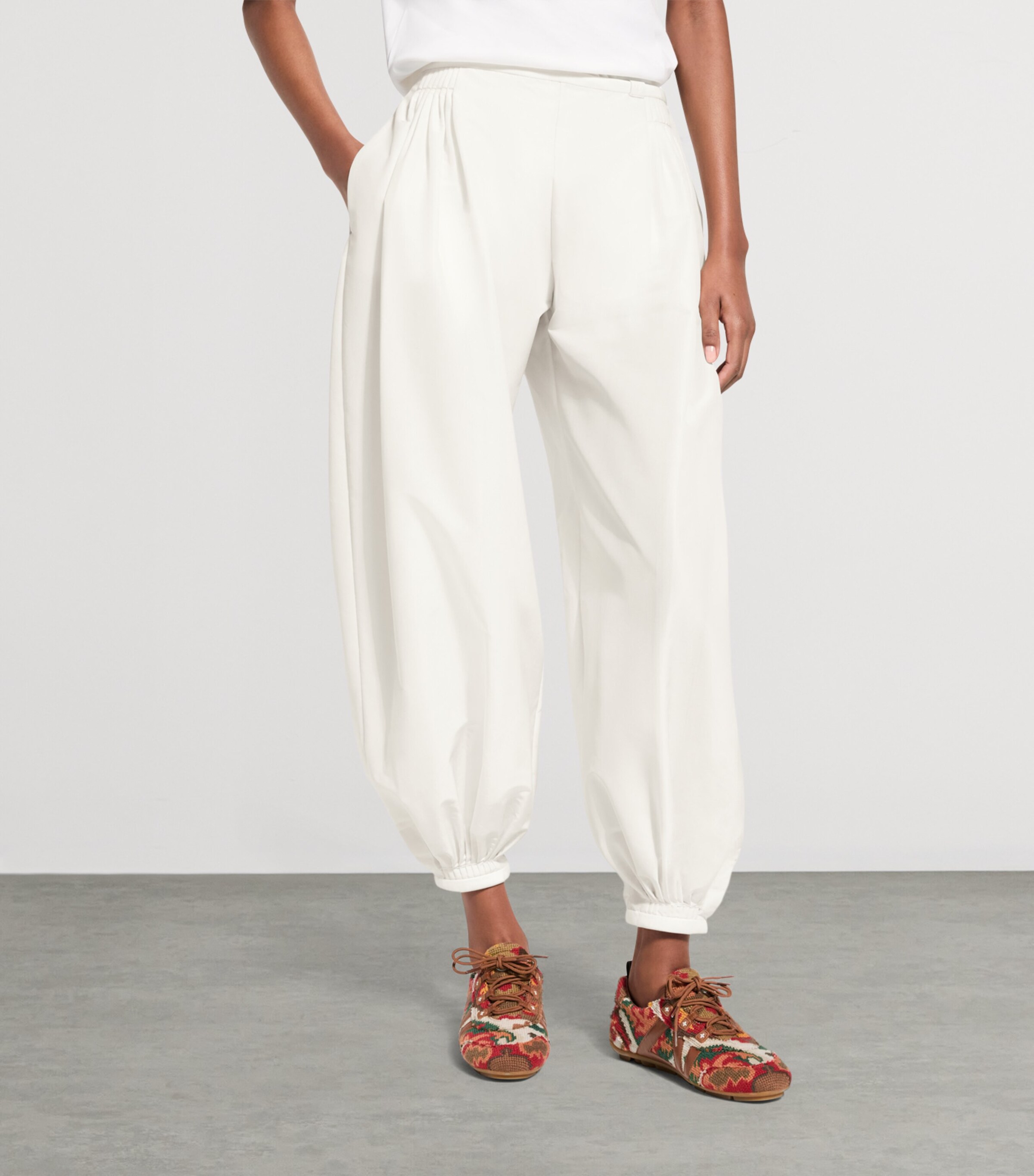 LOUIS VUITTON Womens Cotton Poplin Balloon Trousers Milk White Image 3