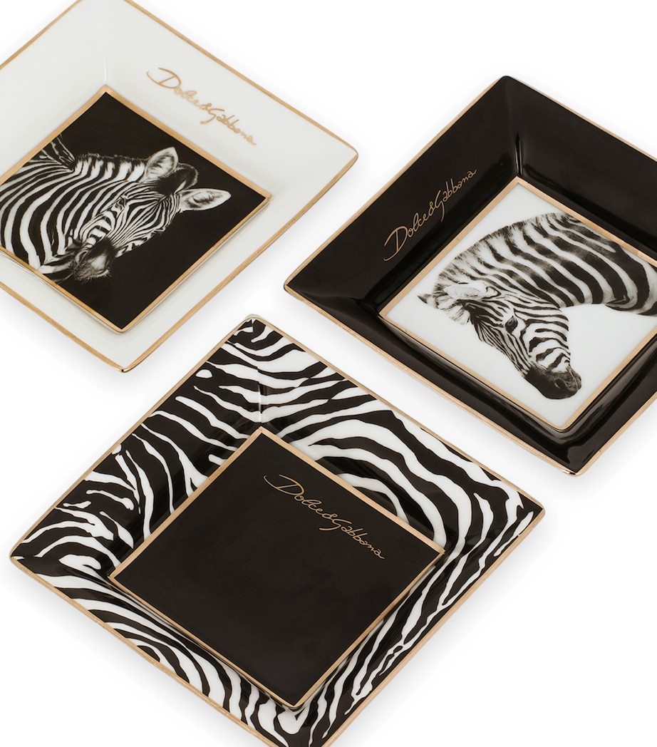 Set of 3 Porcelain Zebra Decorative Square Plates (10cm) UZ004-ZEBRA Image 6