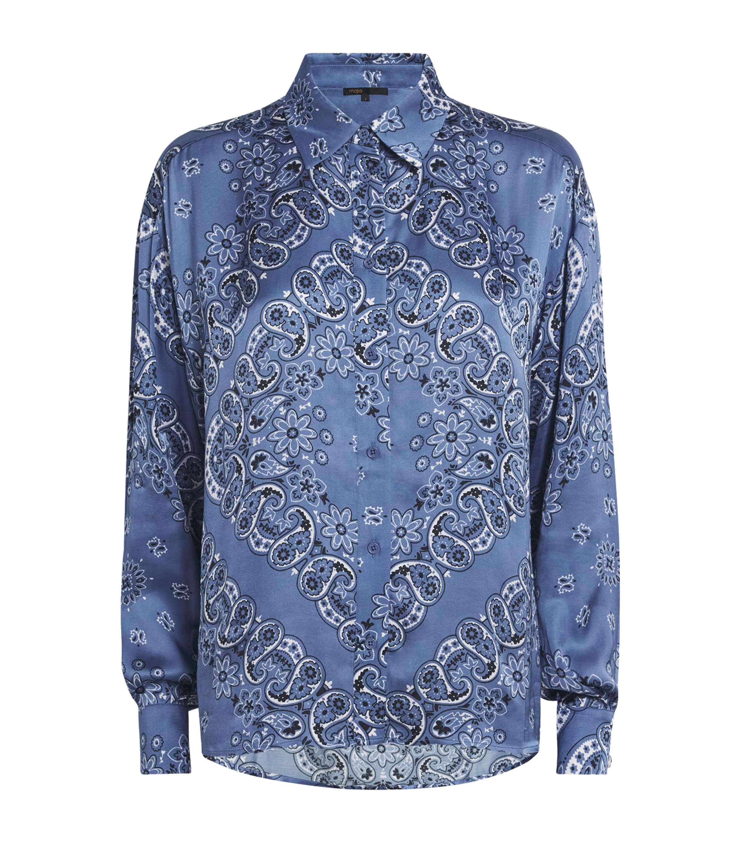 Maje Womens Bleus Bandana-print Long-sleeve Woven Shirt In Blue