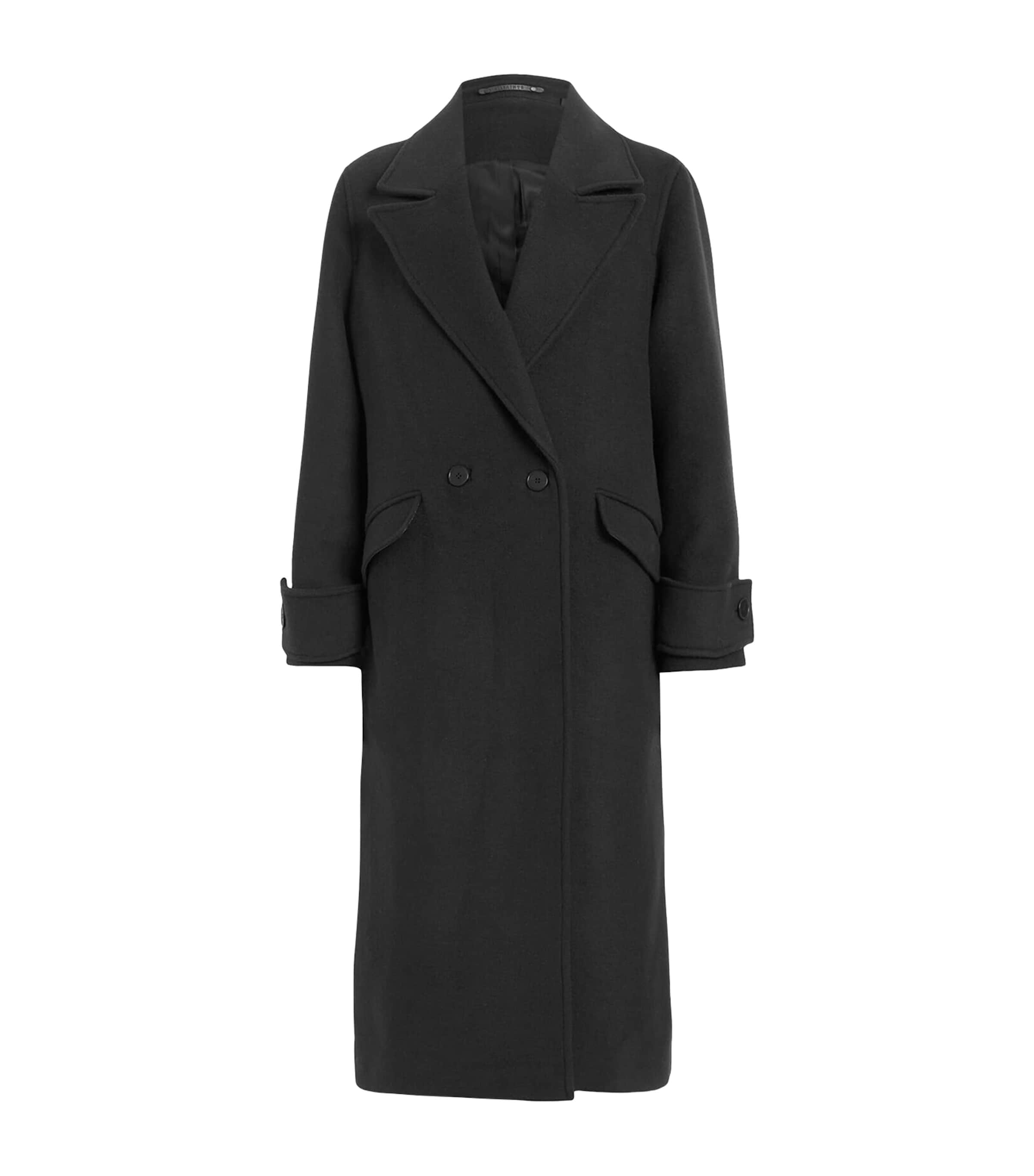 Allsaints Double-breasted Mabel Coat In Black