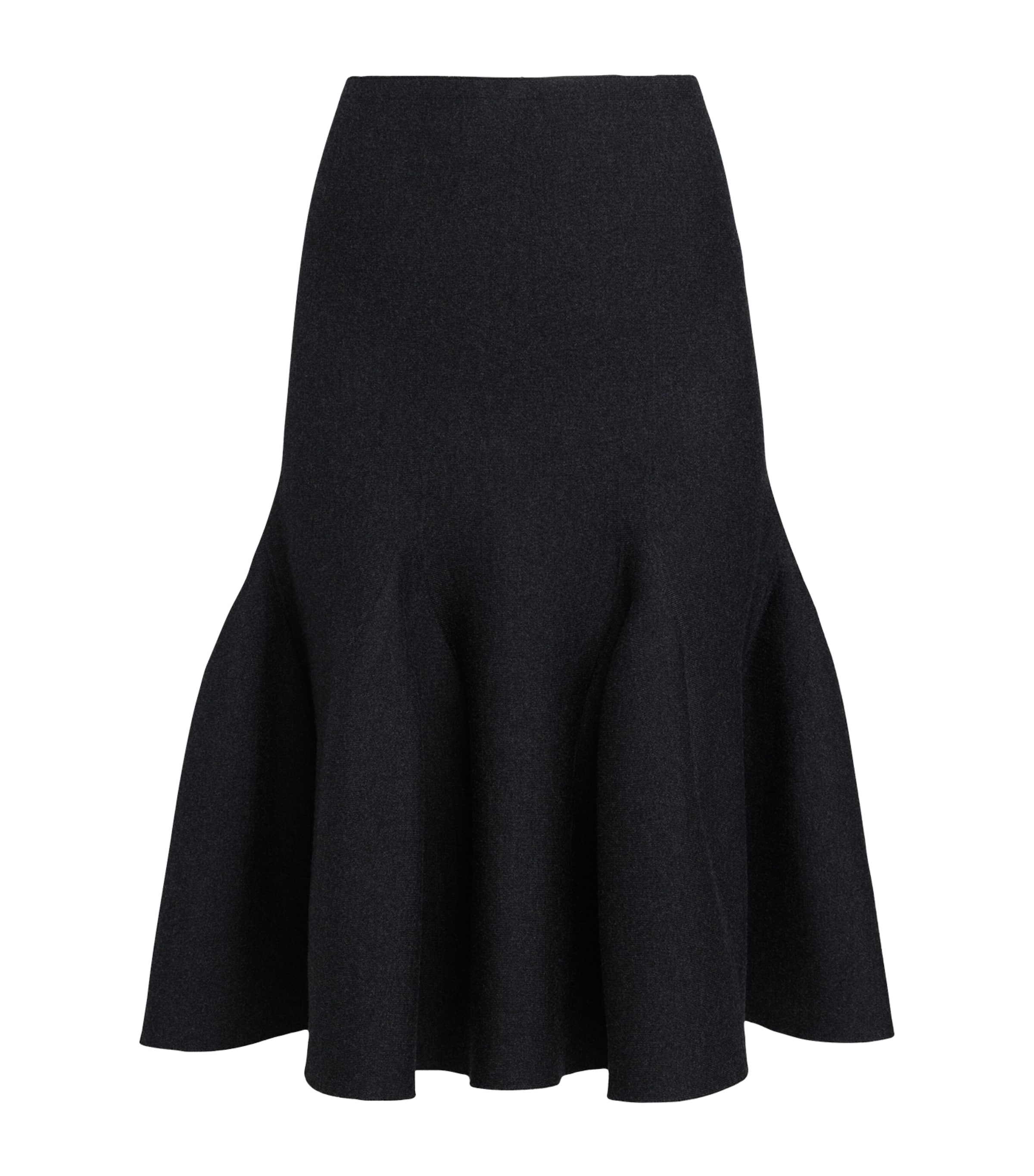 Shop Alaïa Wool-blend Midi Skirt In Black