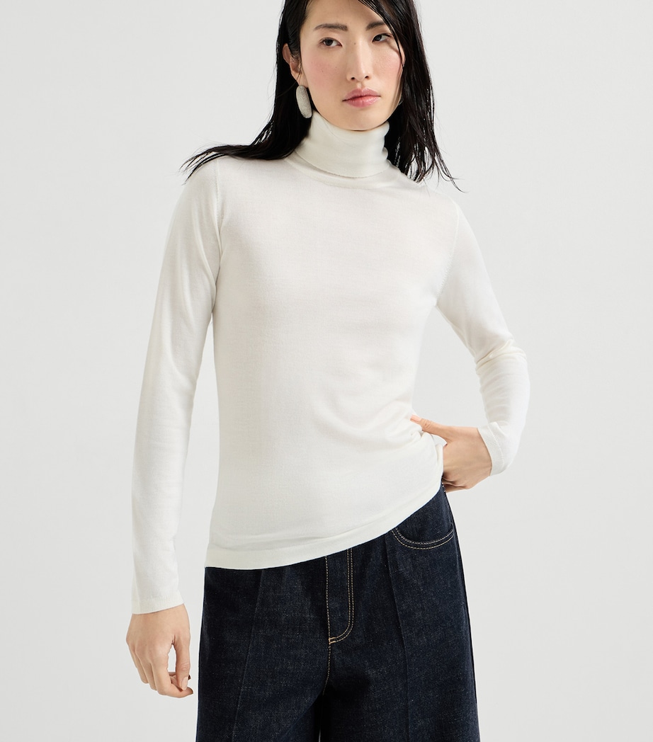 Brunello Cucinelli Womens Cashmere-Silk Rollneck Sweater Image 3