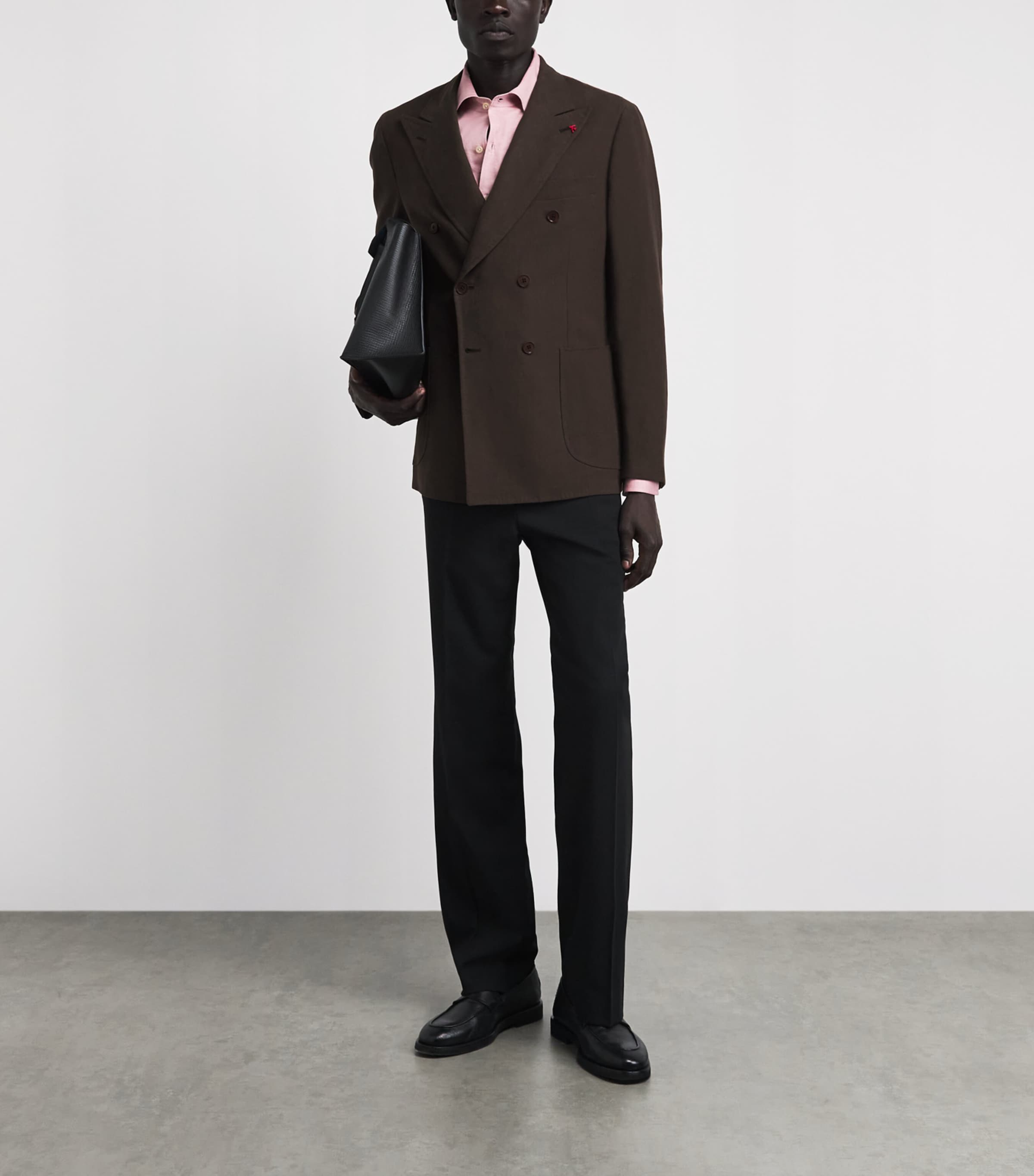 Isaia Mens Linen Double-Breasted Blazer Image 2