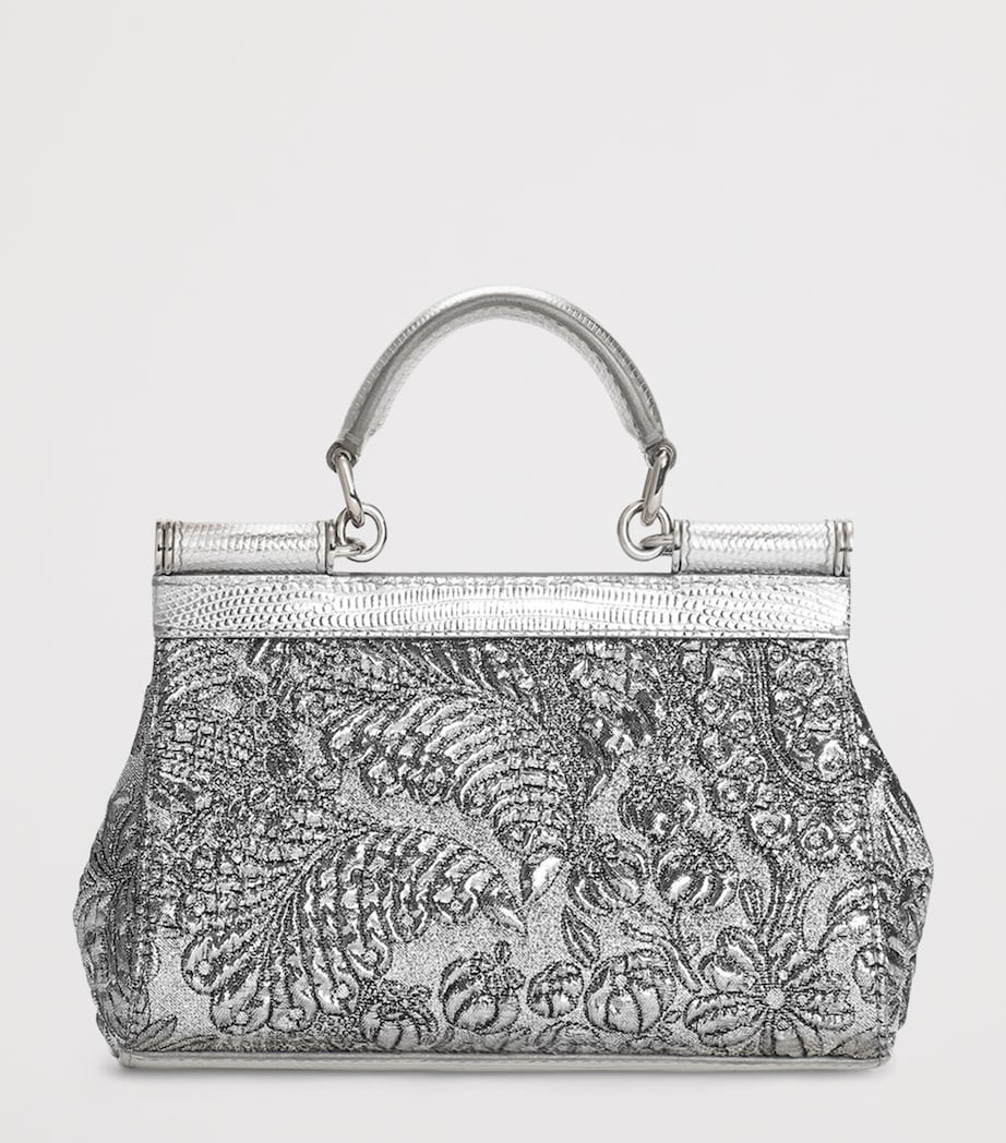 Small Embroidered Sicily Top-Handle Bag 80998-SILVER Image 3