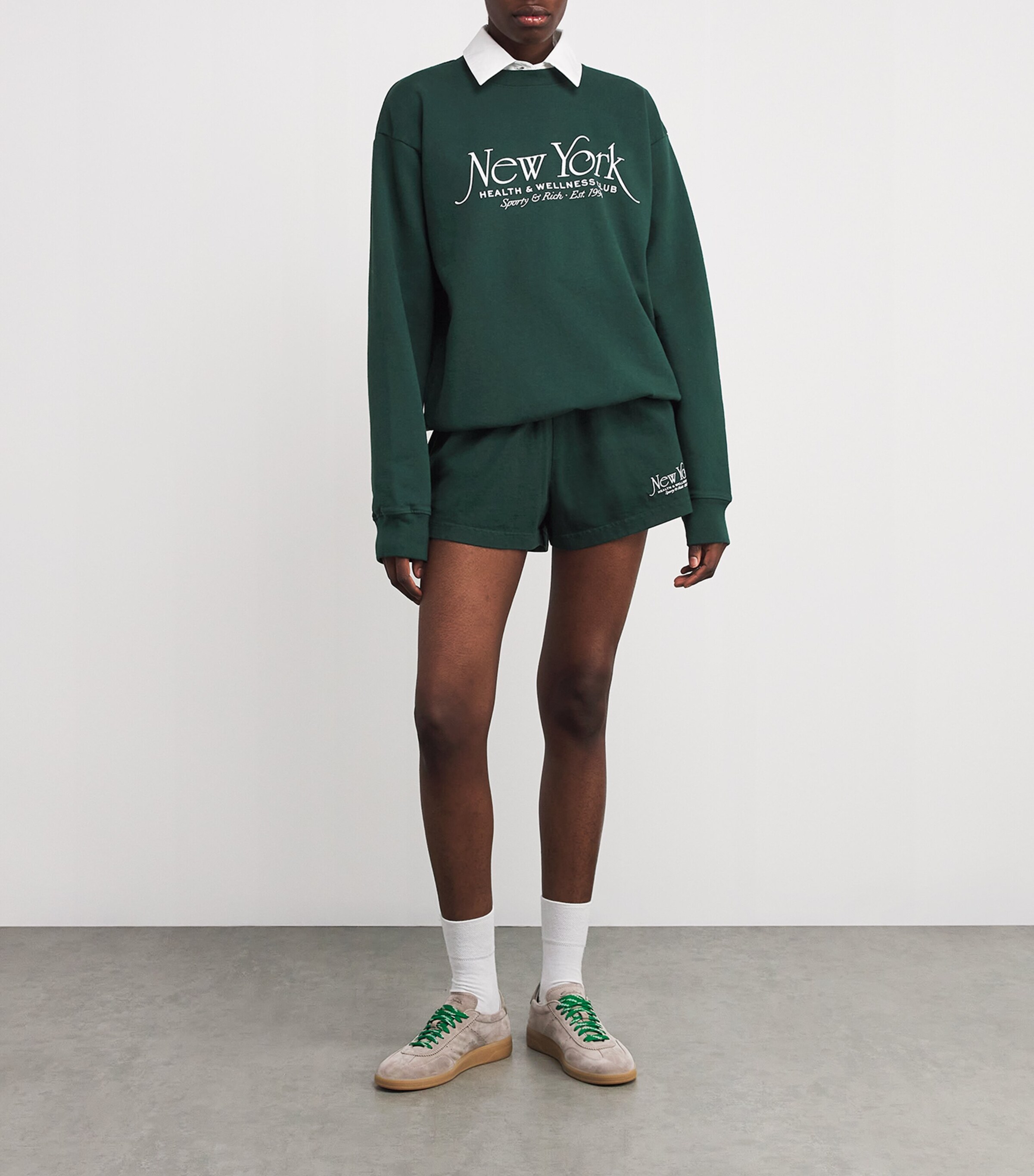 Sporty & Rich Womens Cotton NY 94 Sweatshirt Forest Image 2