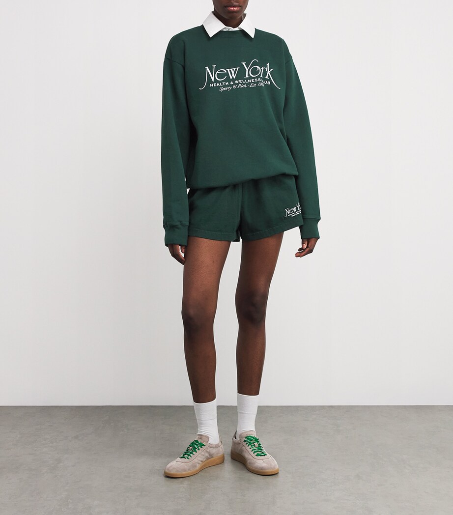 Sporty & Rich Womens Cotton NY 94 Sweatshirt Forest Image 2