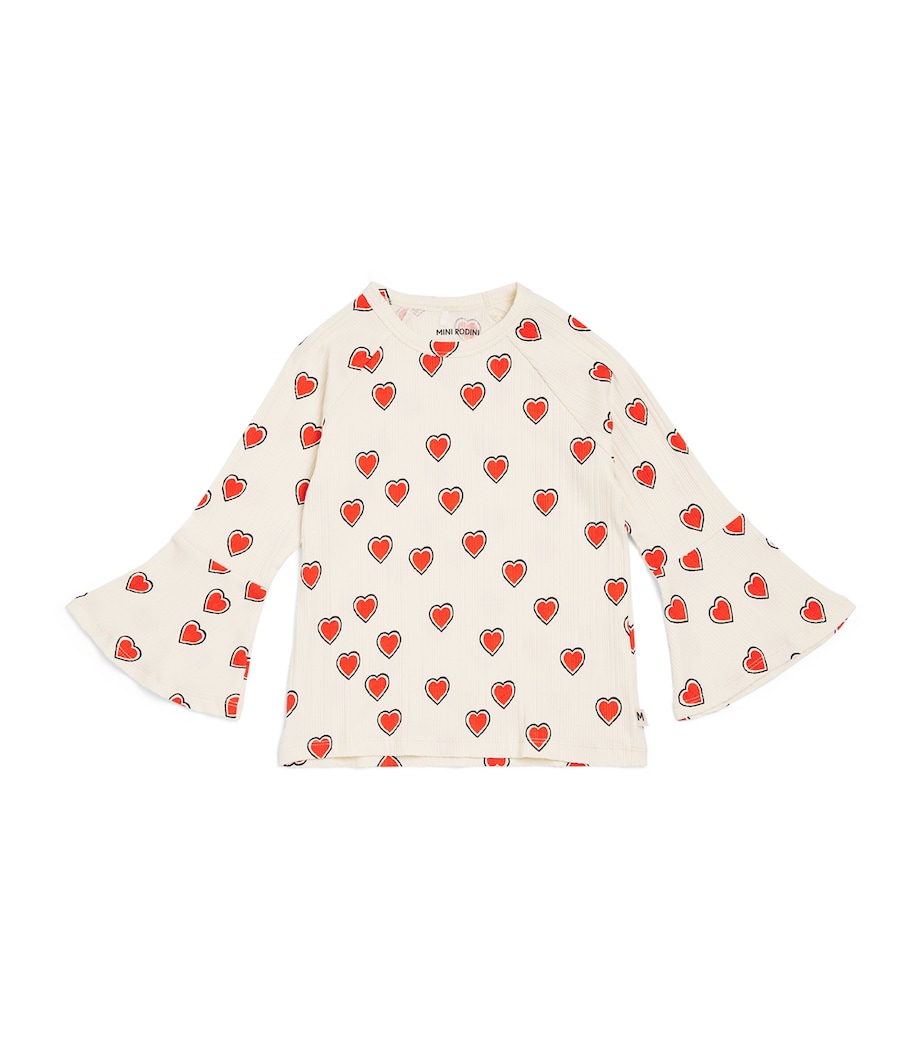 Organic Cotton Hearts Top (3-11 Years) OFFWHITE Image 1