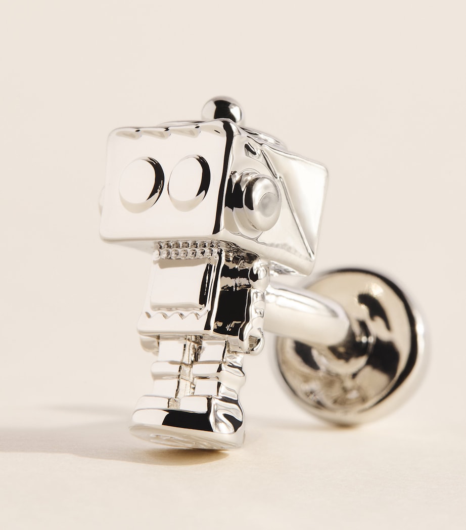 Babette Wasserman Rhodium-Plated Robot Cufflinks Rhodium Image 5