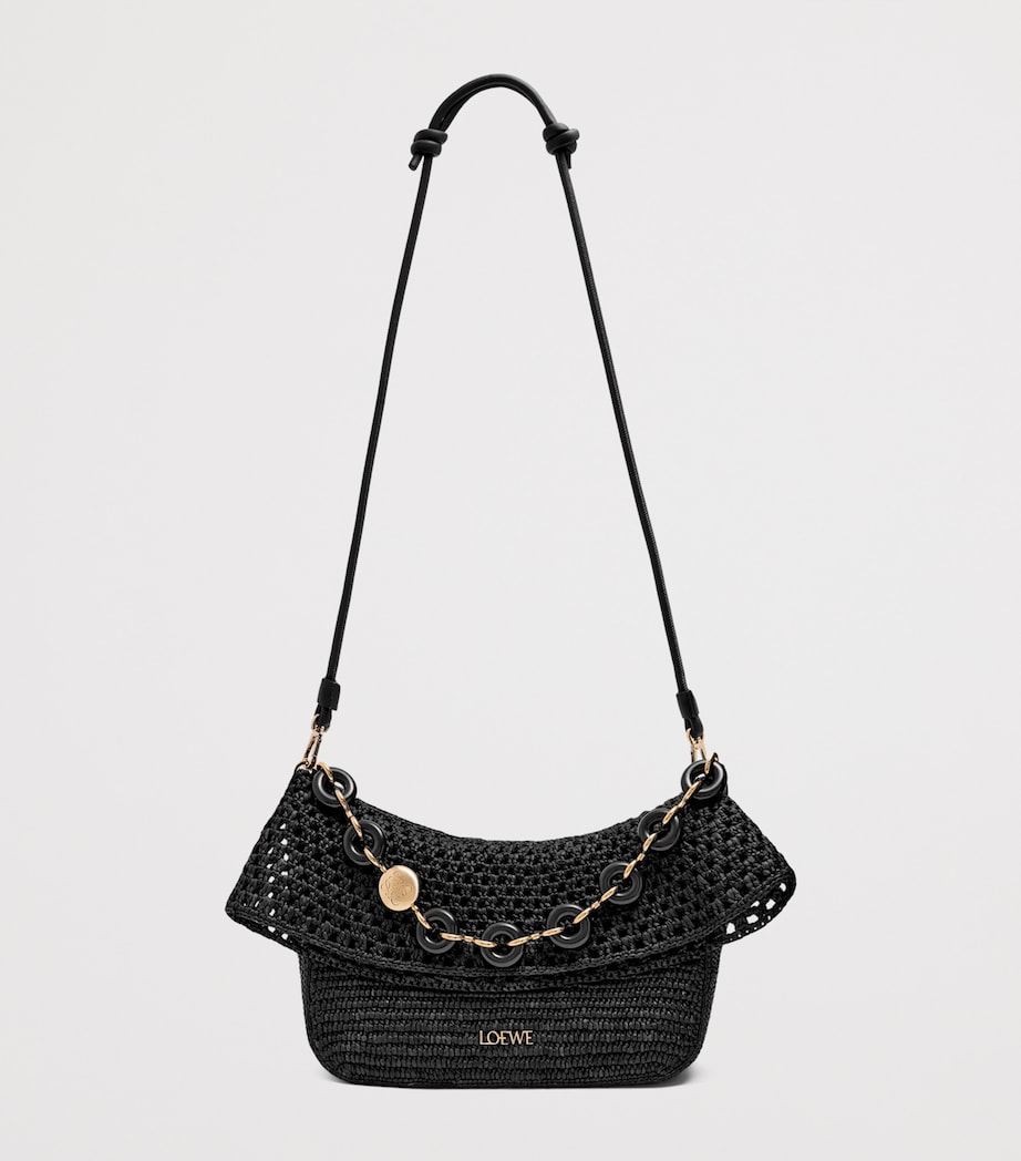 x Paula's Ibiza Medium Raffia Ola Shoulder Bag BLACK Image 7
